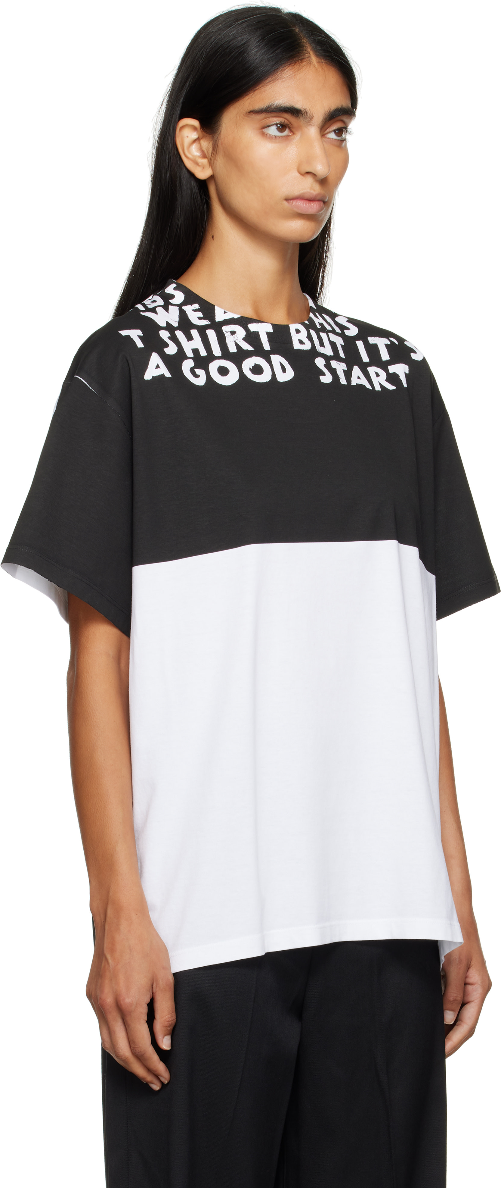 トップス maison martin Margiela MM6 Maison Margiela: White & Black SIDA T-shirt | SSENSE
