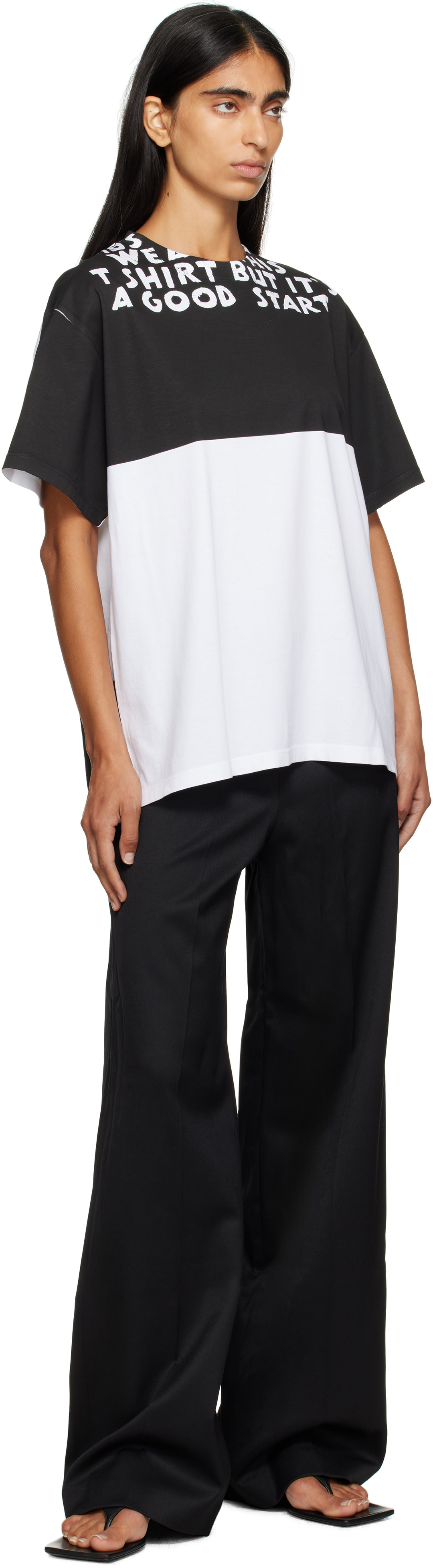 MM6 Maison Margiela: ホワイト＆ブラック SIDA Tシャツ | SSENSE 日本