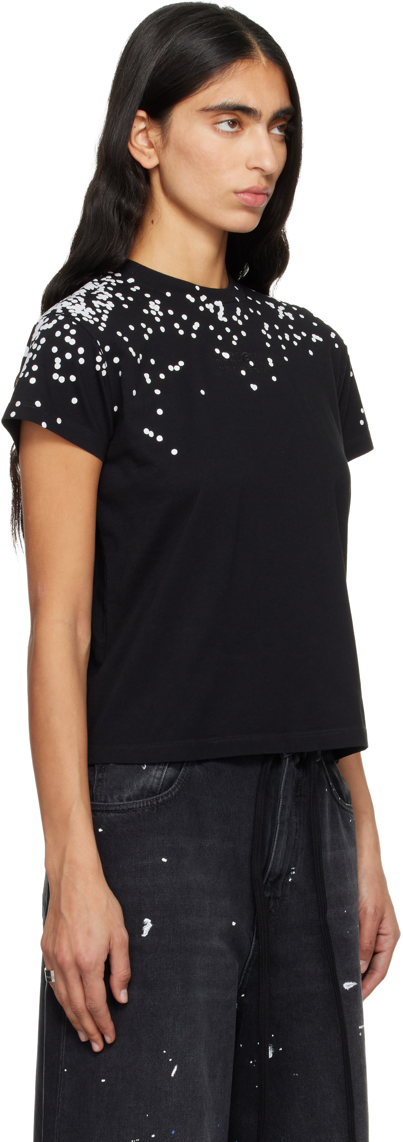 MM6 Maison Margiela: Black Cotton Jersey T-shirt | SSENSE MM6 Maison Margiela: Black Cotton Jersey T-shirt | SSENSE