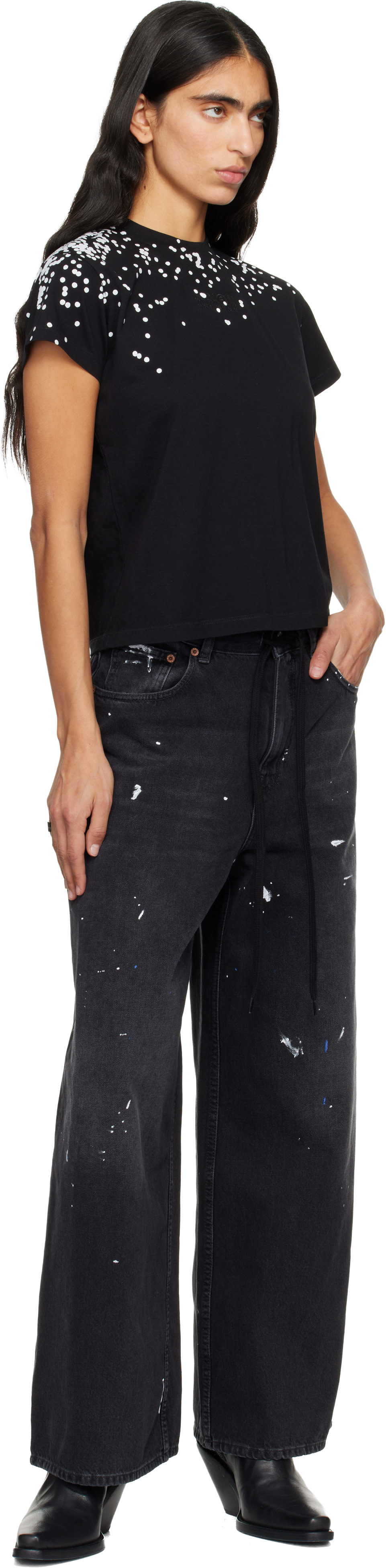 MM6 Maison Margiela: Black Cotton Jersey T-shirt | SSENSE