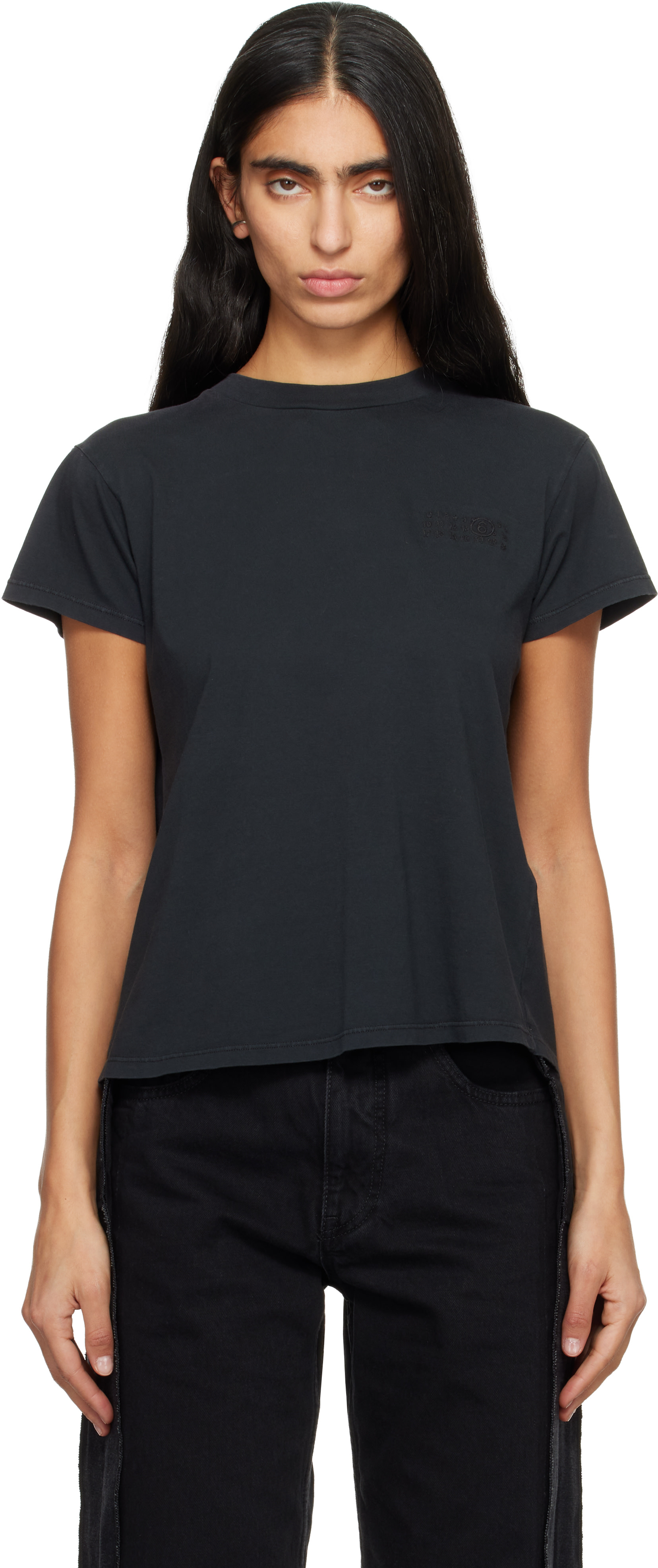 MM6 Maison Margiela: Black Cotton Jersey T-shirt | SSENSE