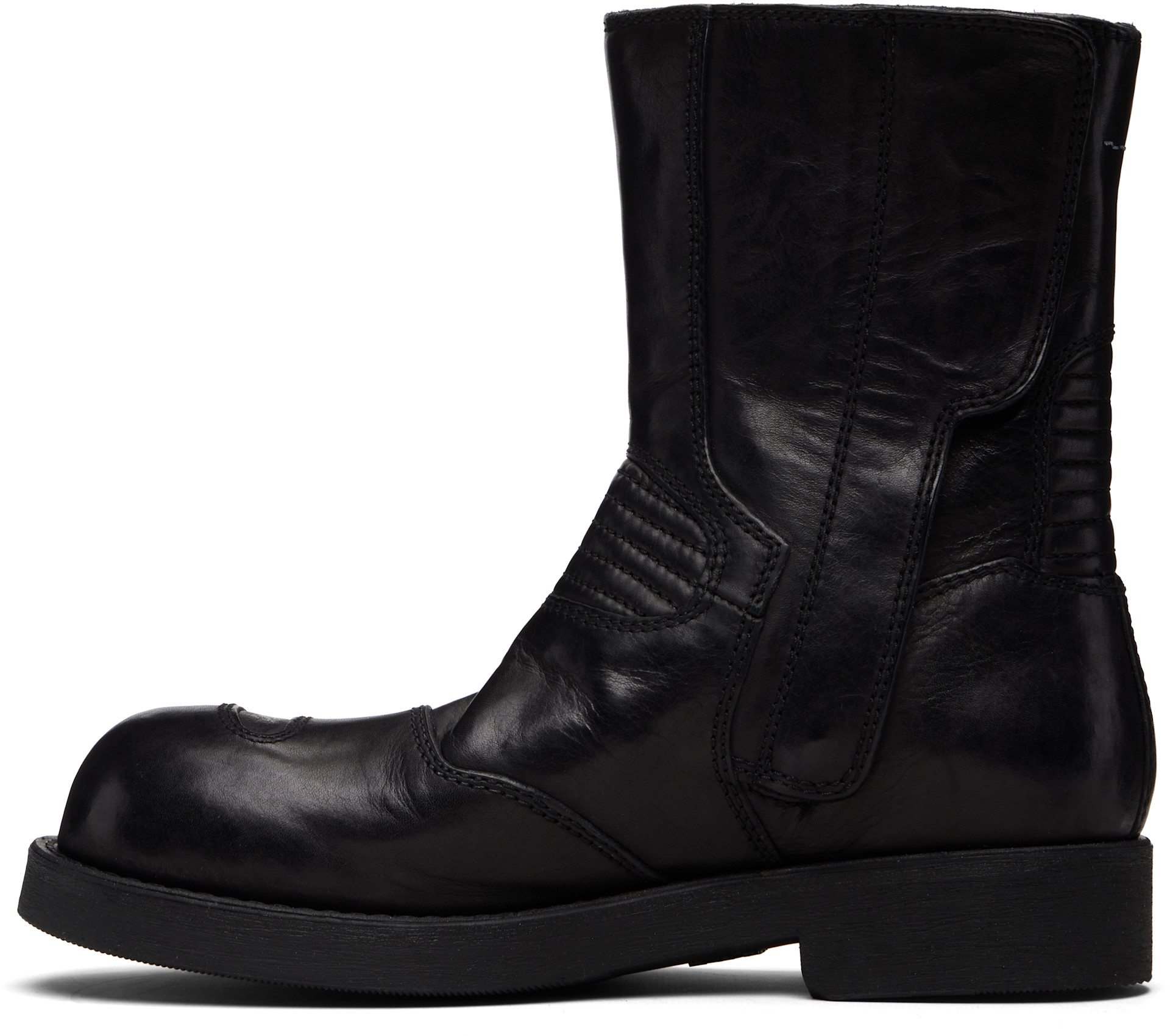 MM6 Maison Margiela: ブラック バイカーブーツ | SSENSE 日本