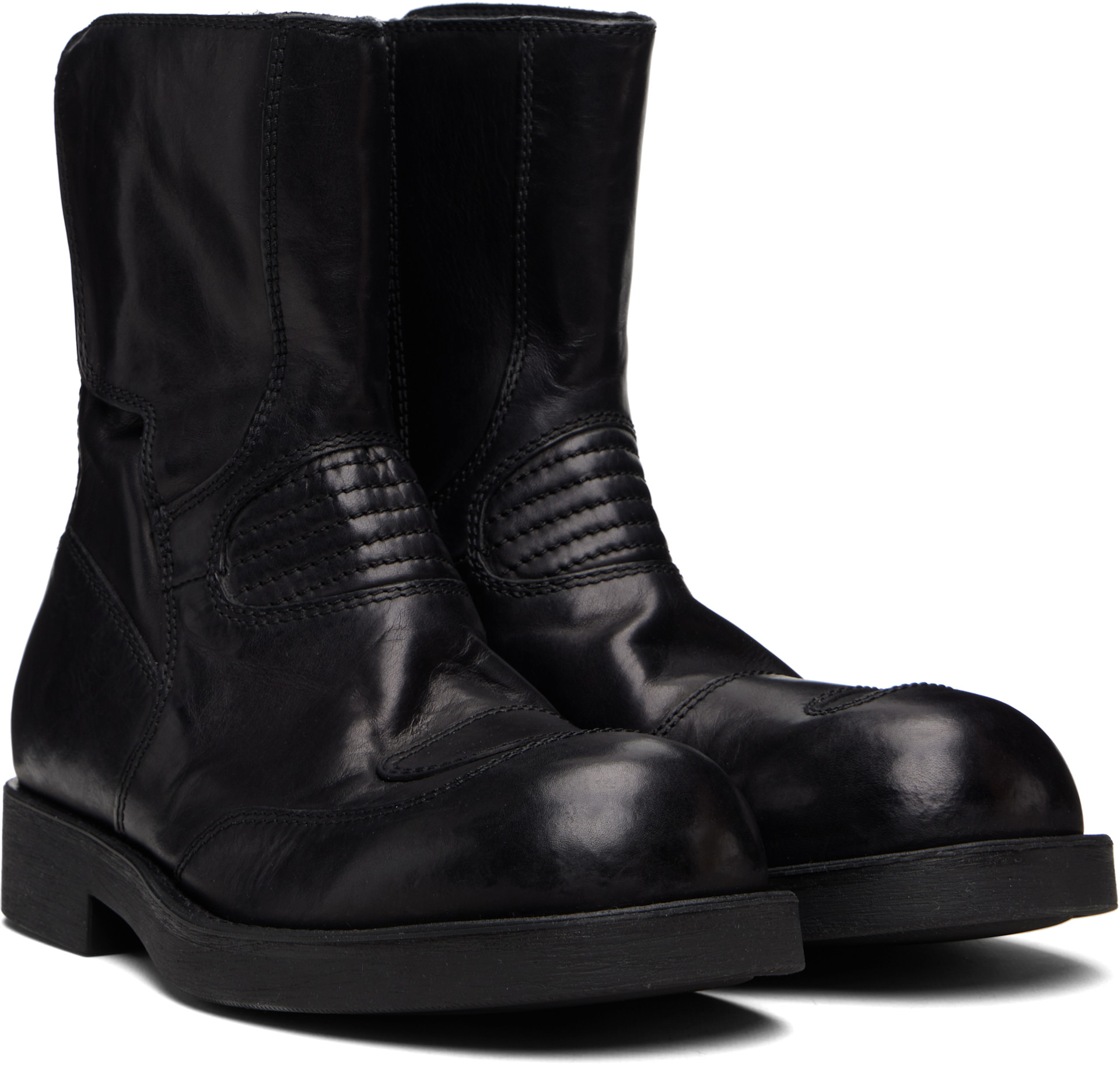 MM6 Maison Margiela: Black Biker Boots | SSENSE