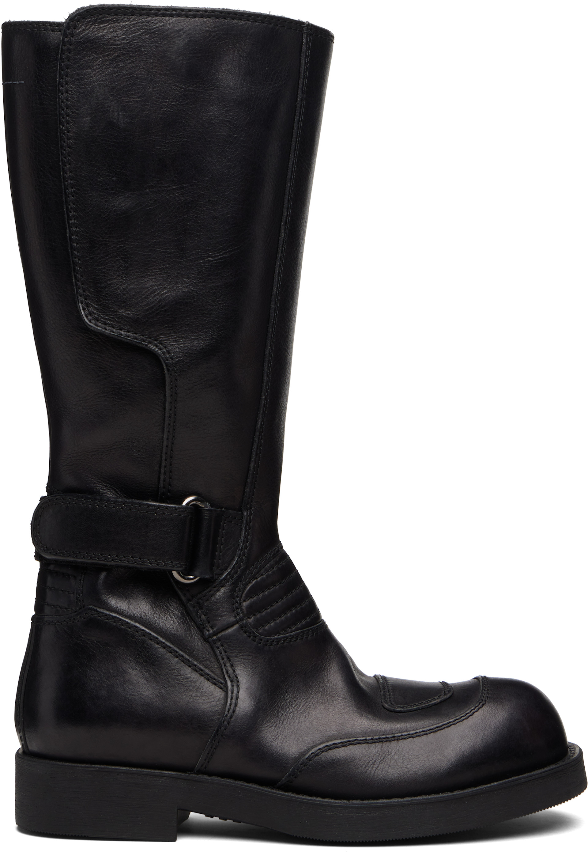 MM6 Maison Margiela: Black Biker Boots | SSENSE