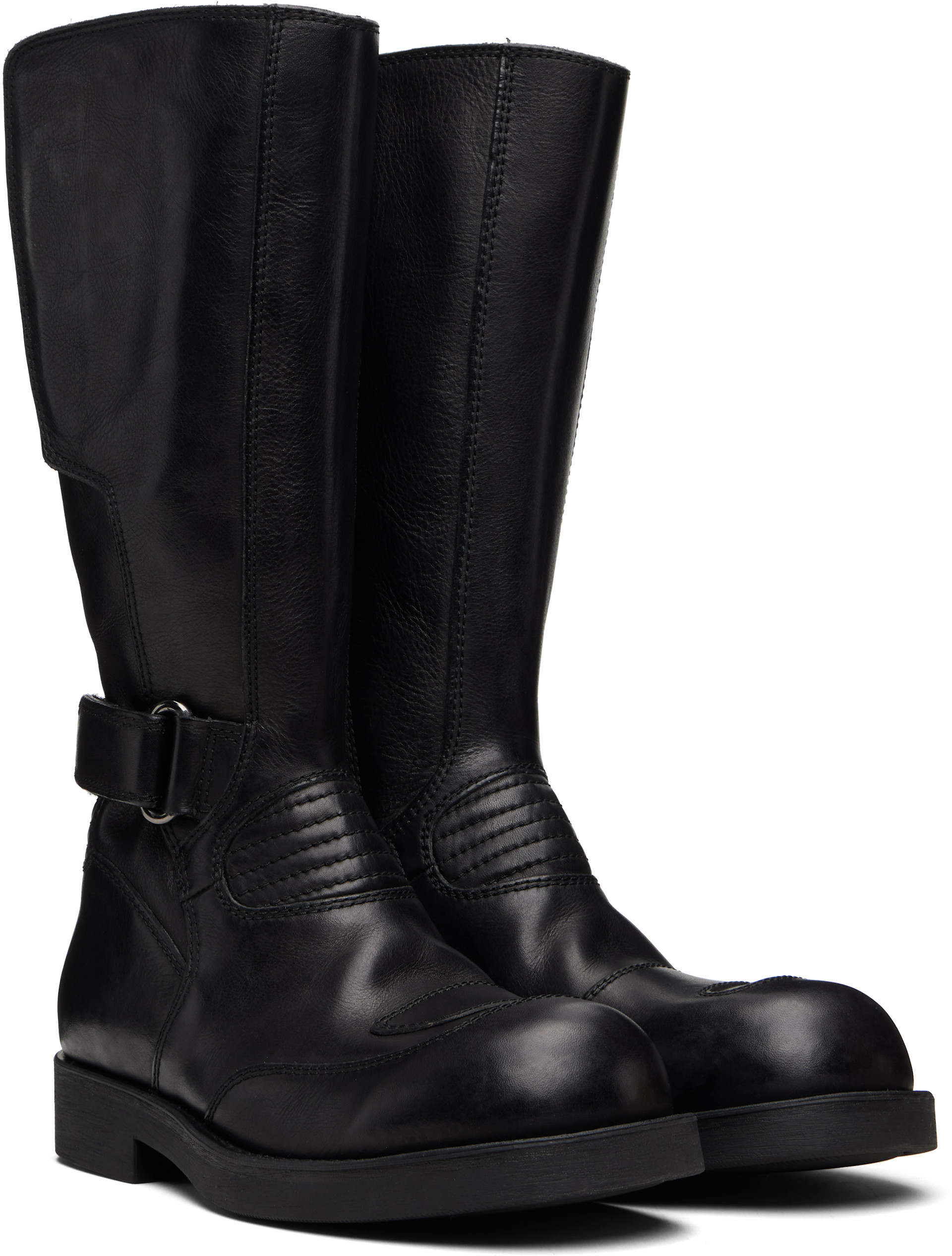 MM6 Maison Margiela: ブラック バイカーブーツ | SSENSE 日本