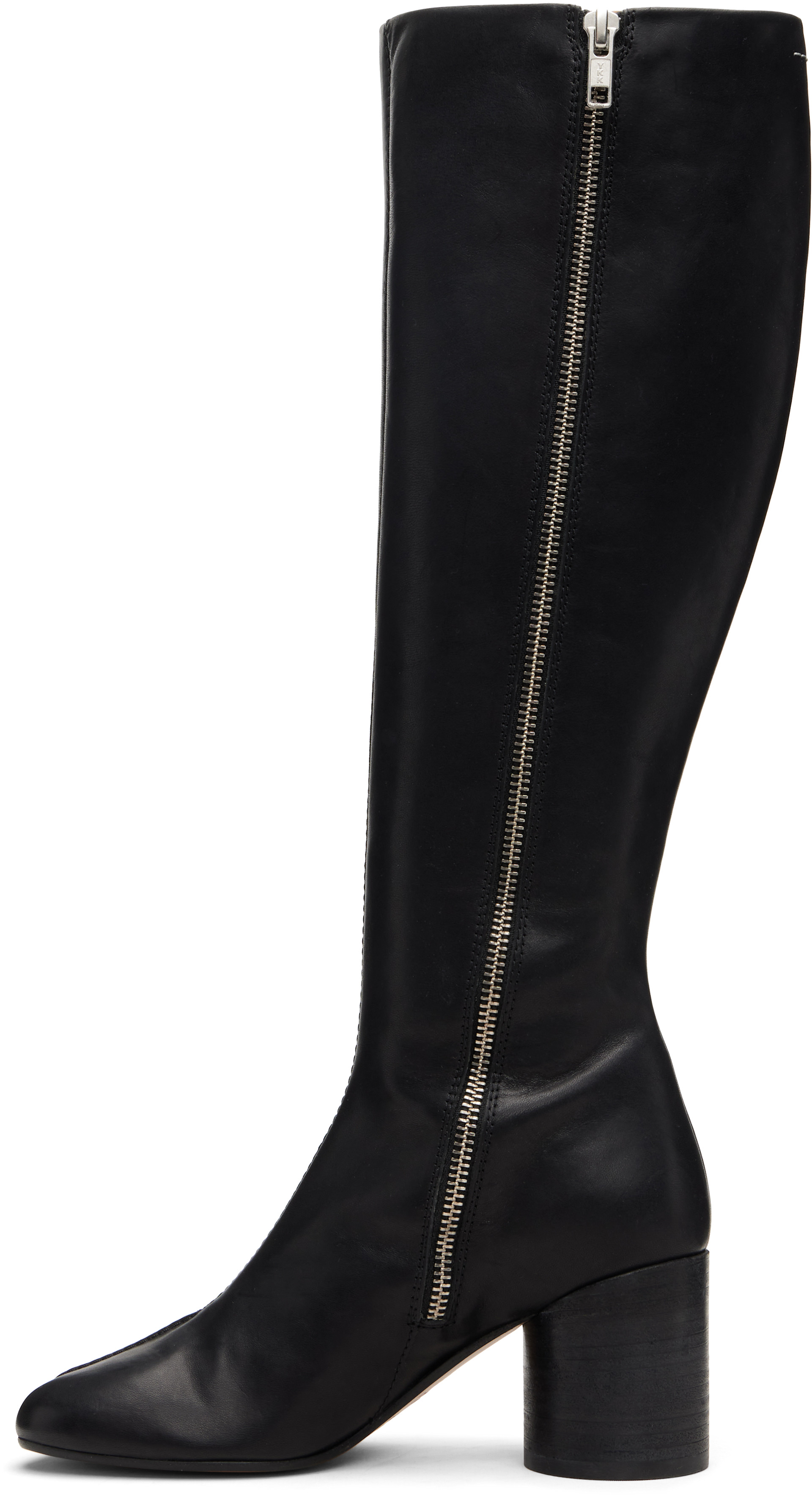 MM6 Maison Margiela: ブラック Anatomic ステッチ レザー ニーハイ