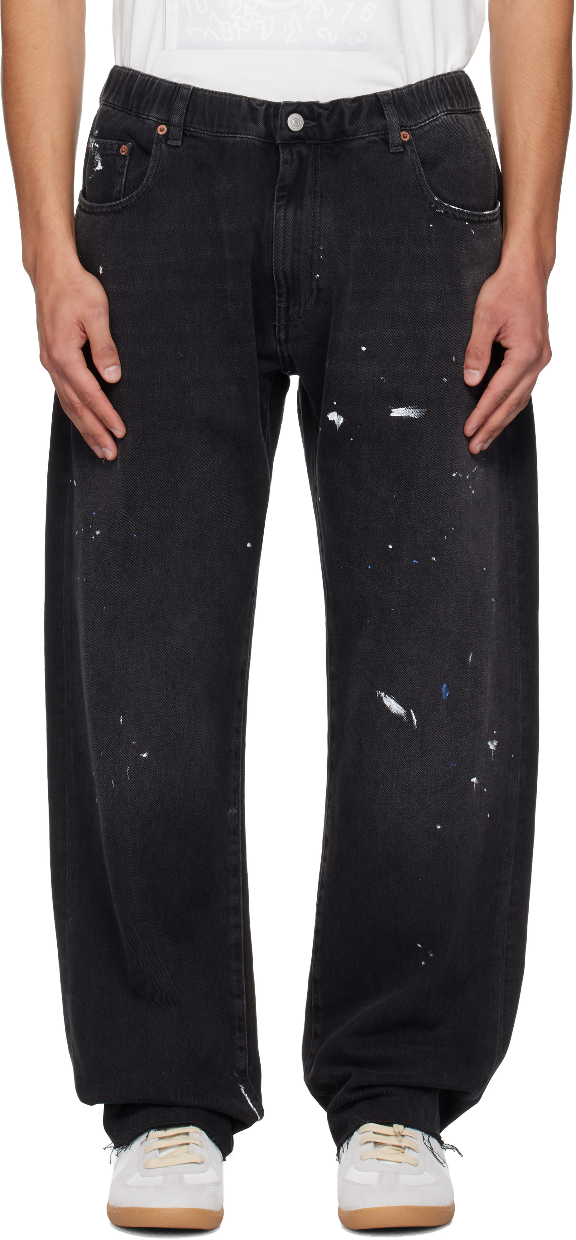 MM6 ブラック　ジーンズ MM6 Maison Margiela: ブラック ストレートレッグ ジーンズ | SSENSE 日本