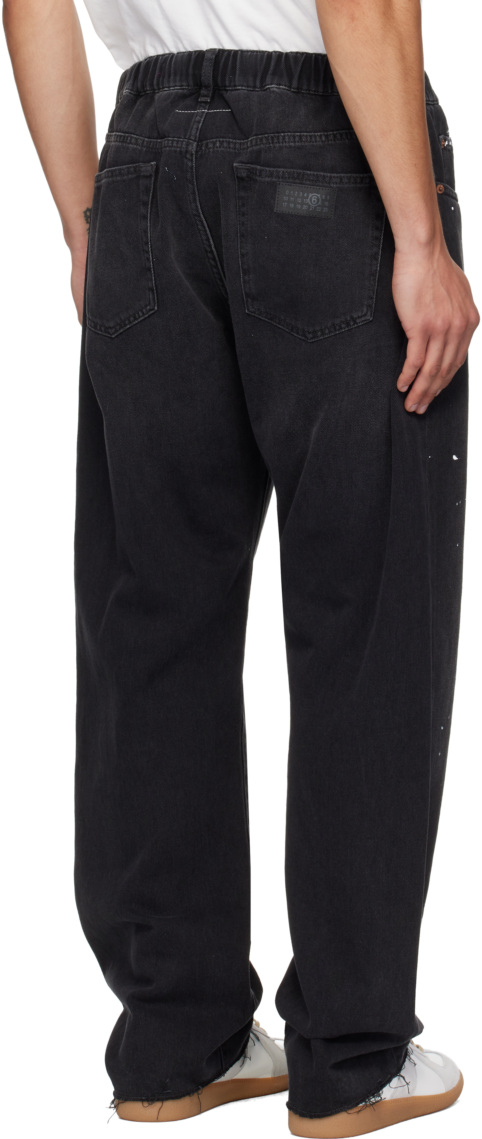 MM6 S62LB0102 ブラックデニム アリア MM6 Maison Margiela: ブラック ストレートレッグ ジーンズ | SSENSE 日本