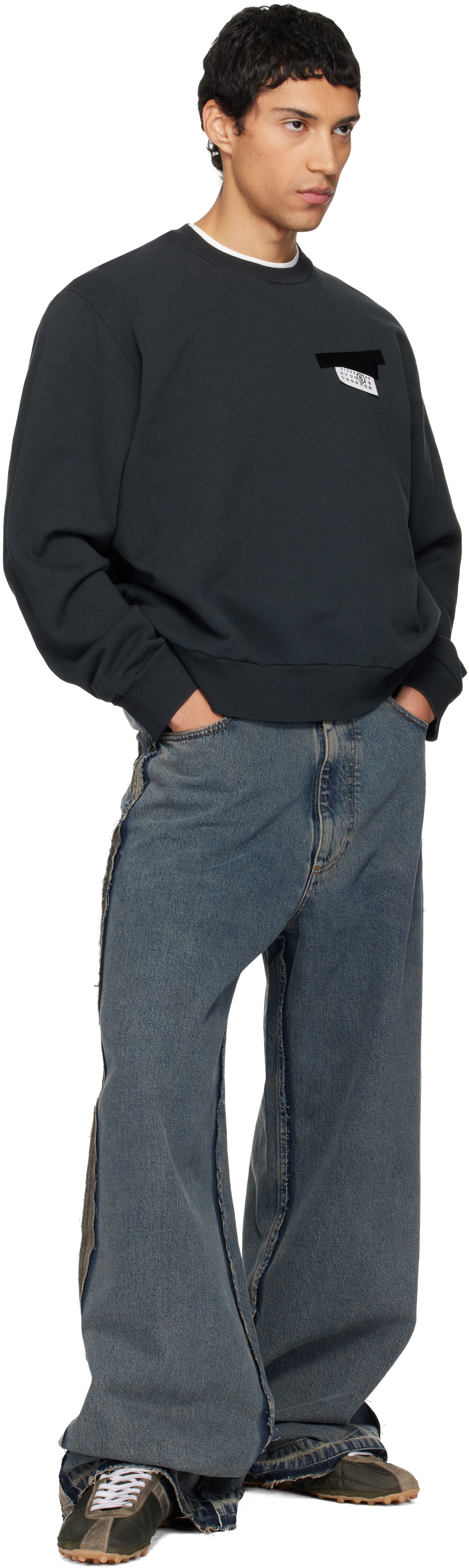 MM6 Maison Margiela: ブルー ワイドレッグジーンズ | SSENSE 日本 MM6 Maison Margiela: ブルー ワイドレッグジーンズ | SSENSE 日本