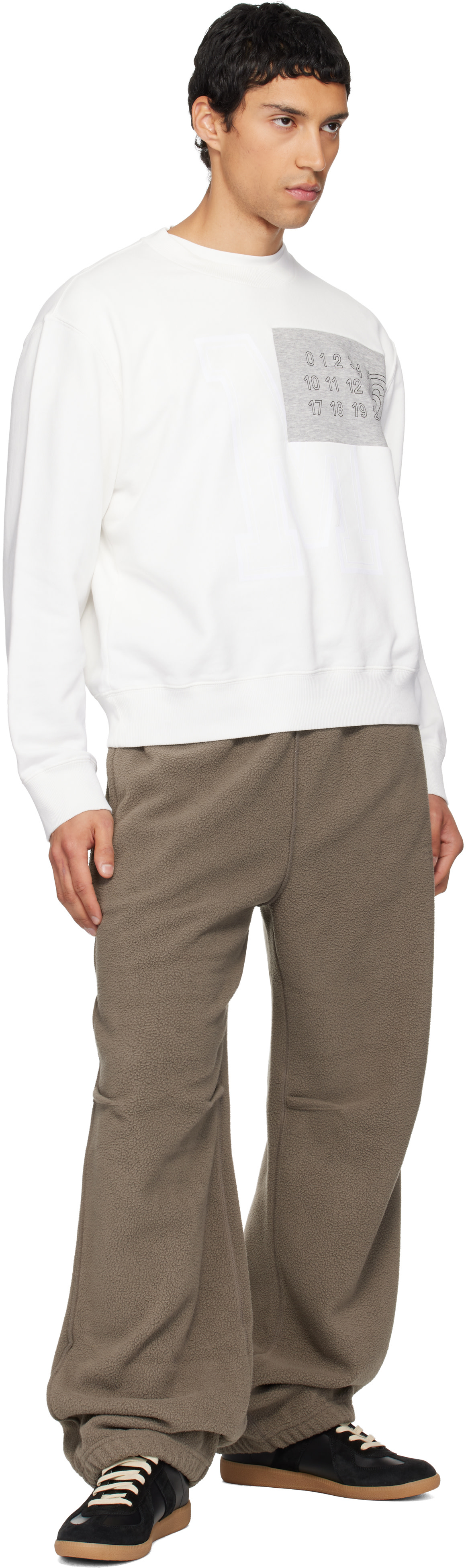 MM6 Maison Margiela フレンチコットンパイル地スウェット MM6 Maison Margiela: Taupe Sherpa Fleece Sweatpants | SSENSE