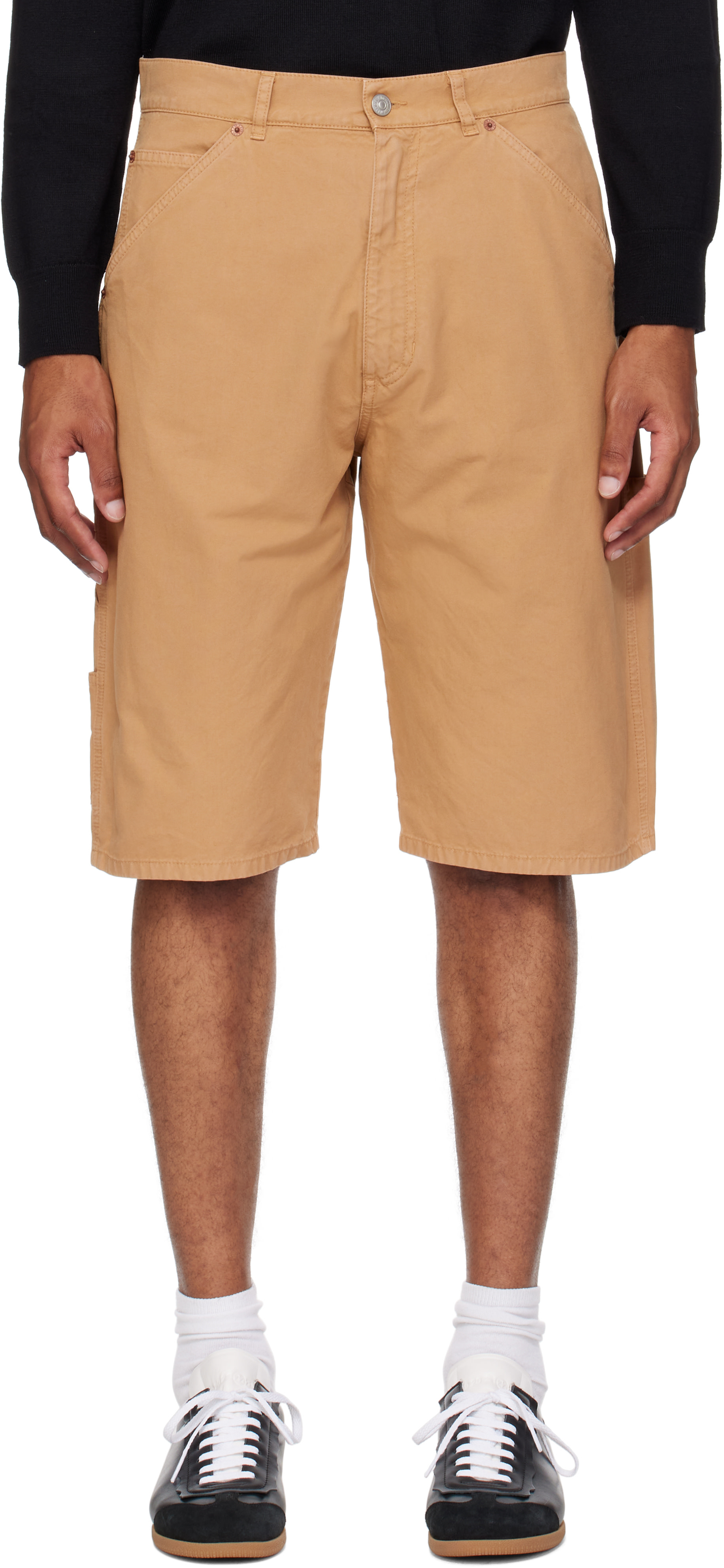 MM6 Maison Margiela: Beige Cotton Canvas Shorts | SSENSE