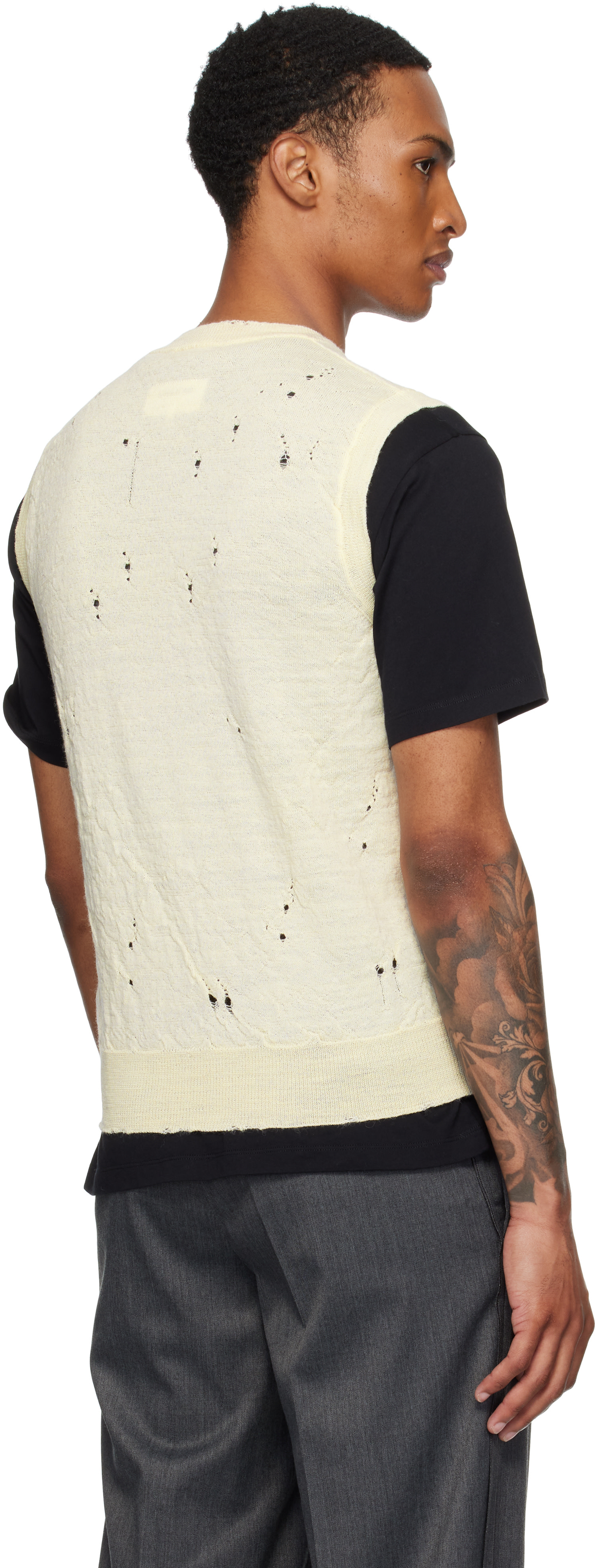 MM6 Maison Margiela: Off-White Numeric Knit Vest | SSENSE