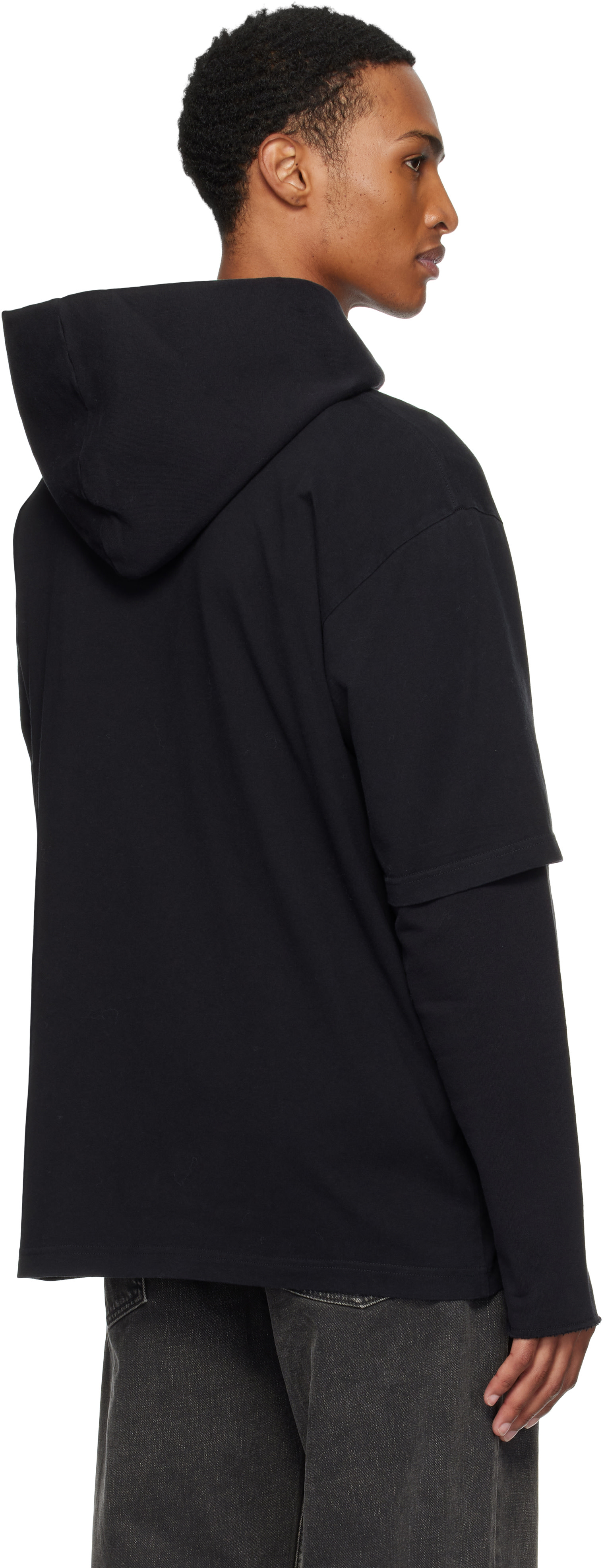 MM6 Maison Margiela: Black Printed Hoodie | SSENSE