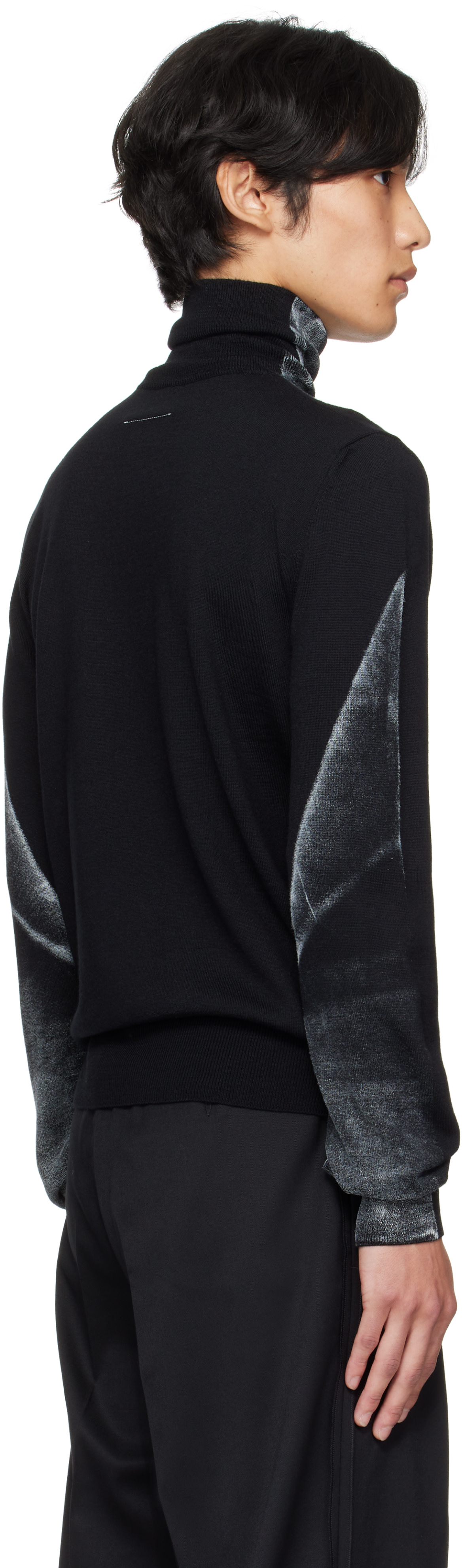 MM6 Maison Margiela: Black Folded Printed 14 Gauge Sweater | SSENSE