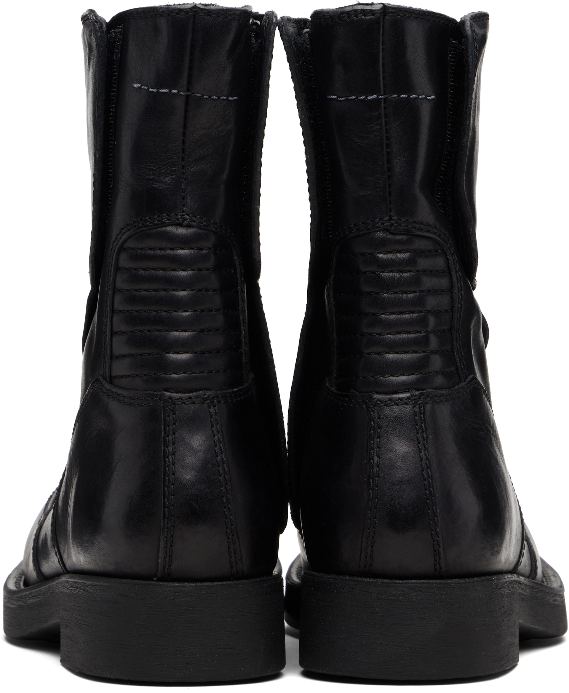 MM6 Maison Margiela: ブラック バイカーブーツ | SSENSE 日本