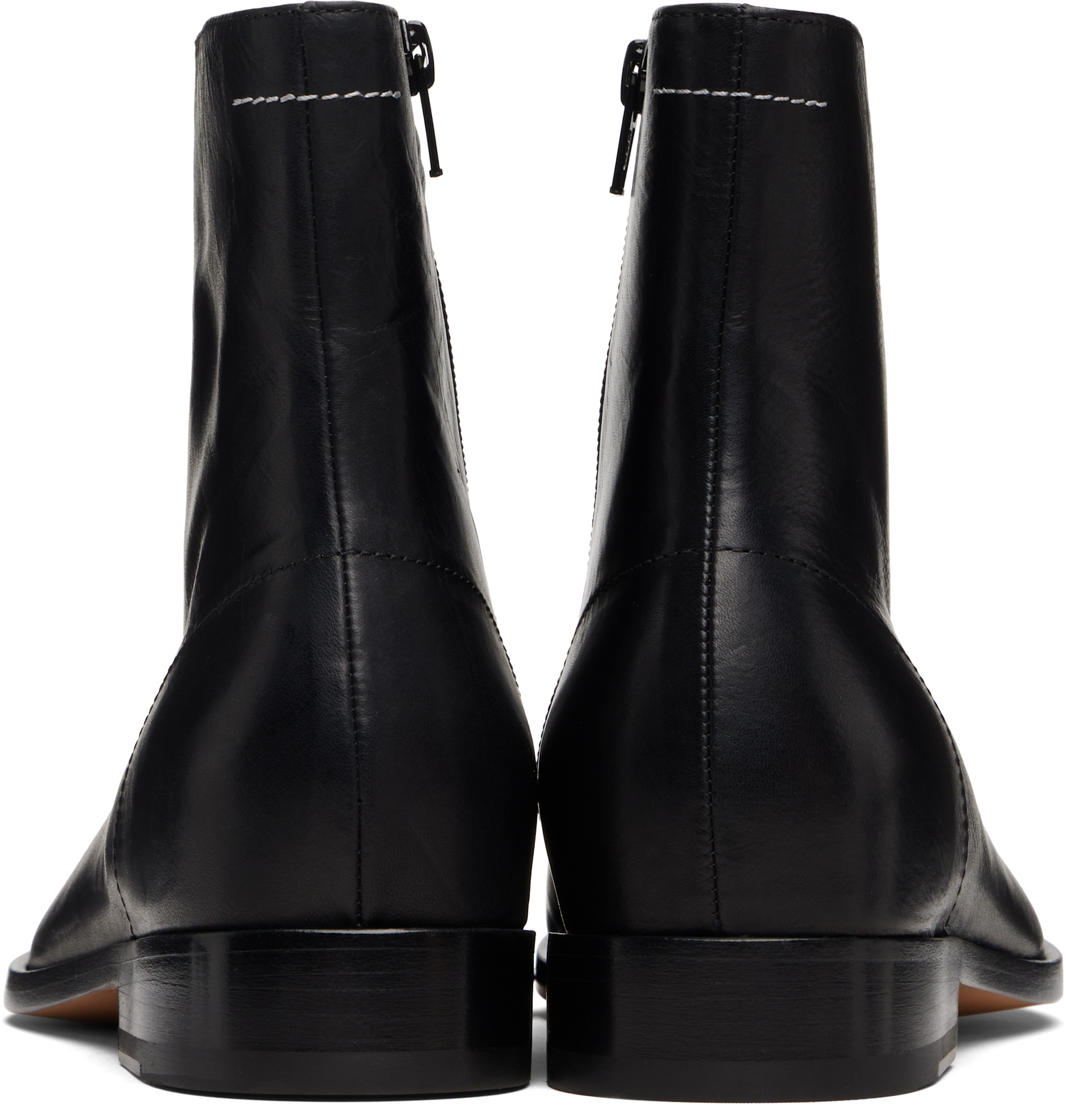 MM6 Maison Margiela: Black New Classic Stitch Boots | SSENSE