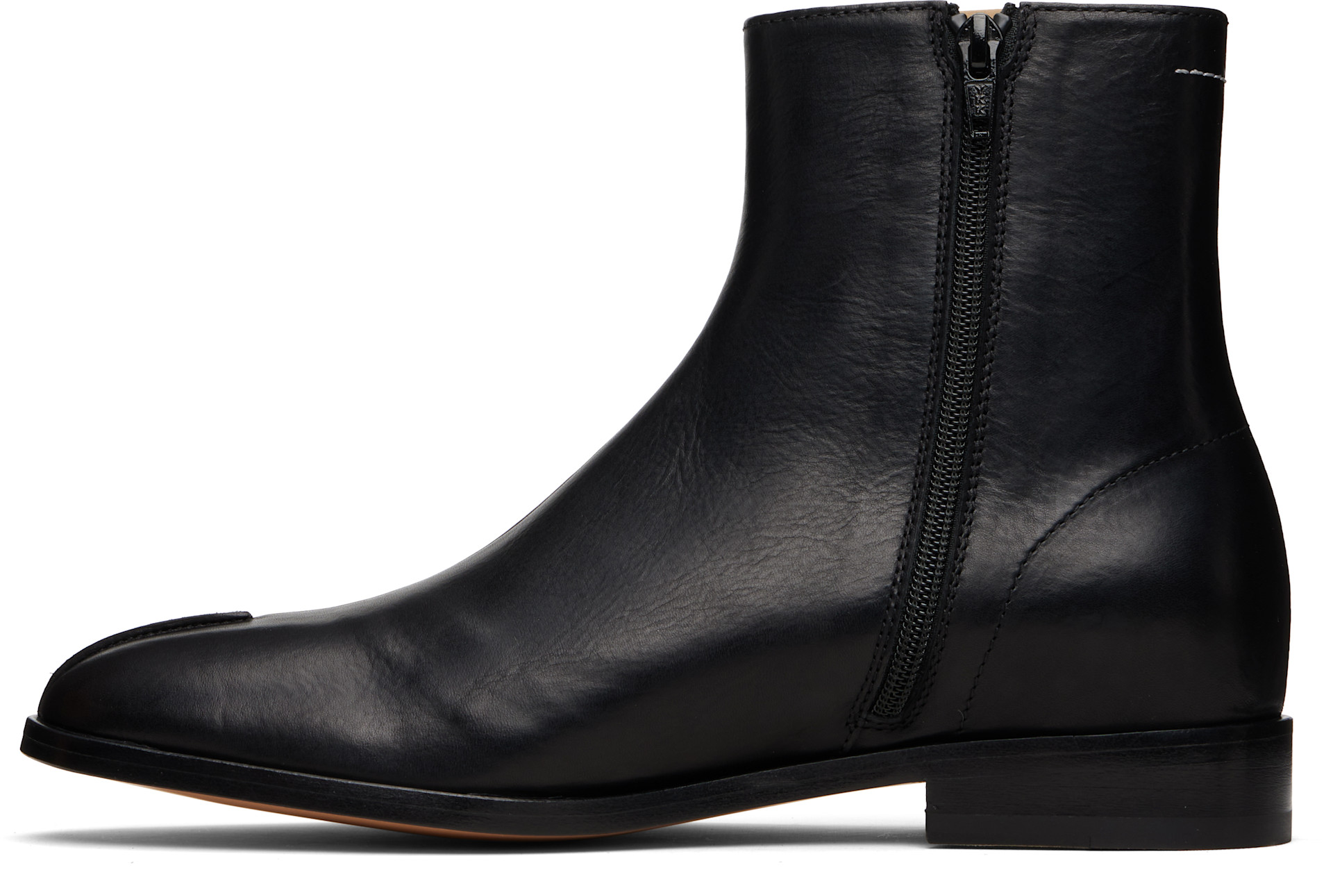 MM6 Maison Margiela: Black New Classic Stitch Boots | SSENSE