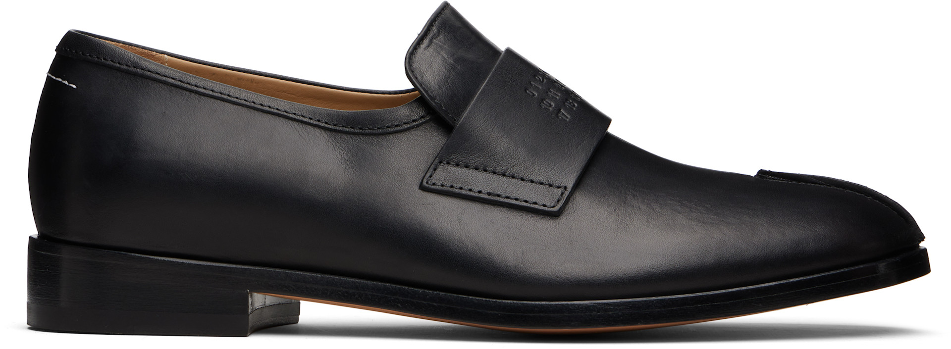 MM6 Maison Margiela: ブラック New Classic ステッチ ローファー
