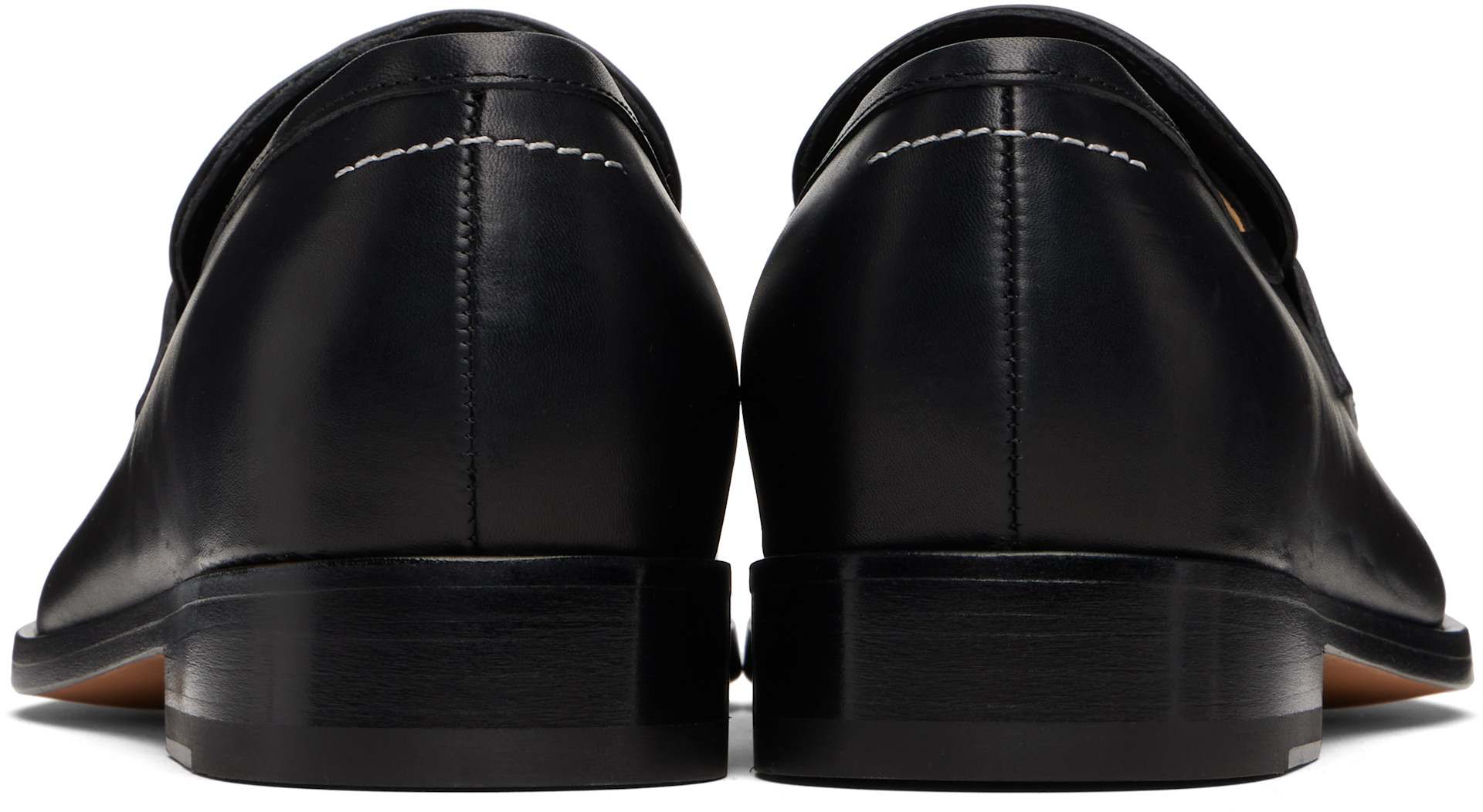 MM6 Maison Margiela: ブラック New Classic ステッチ ローファー