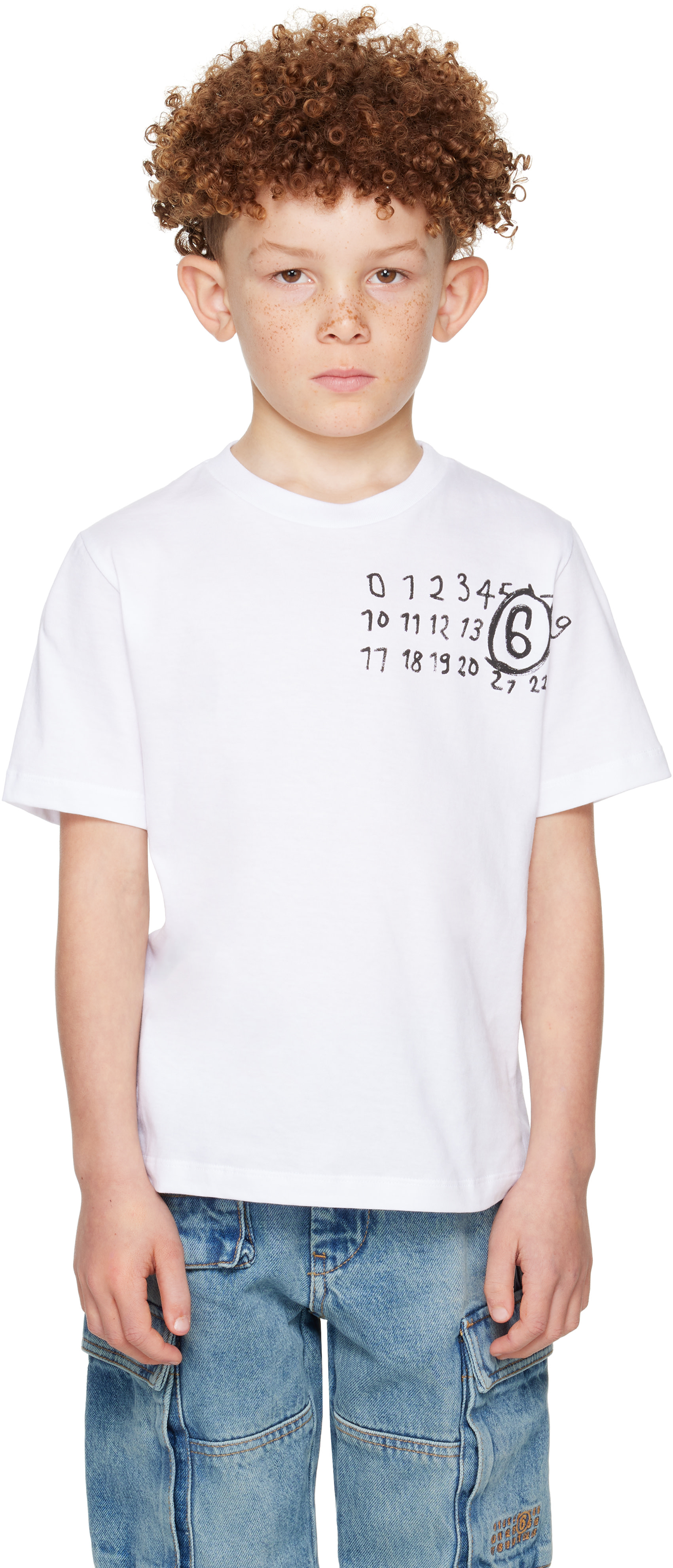 MM6 Maison Margiela: Kids White Printed-Logo T-shirt | SSENSE
