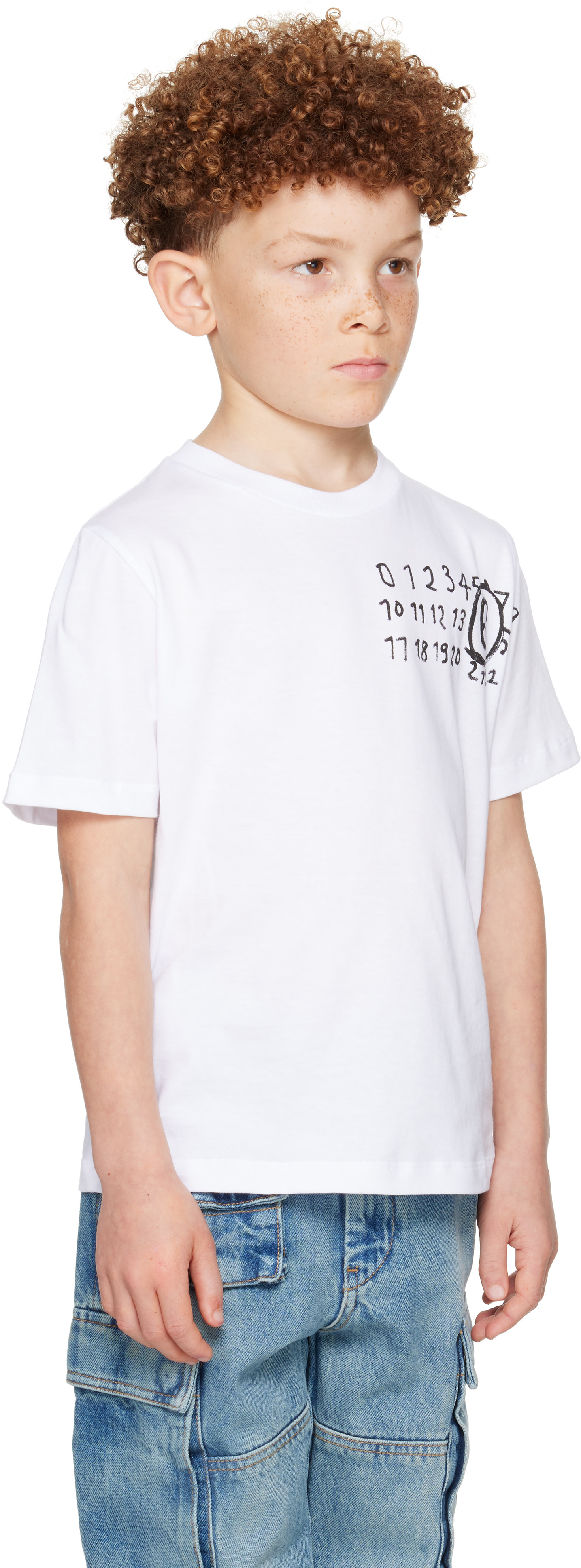 MM6 Maison Margiela: Kids White Printed-Logo T-shirt | SSENSE