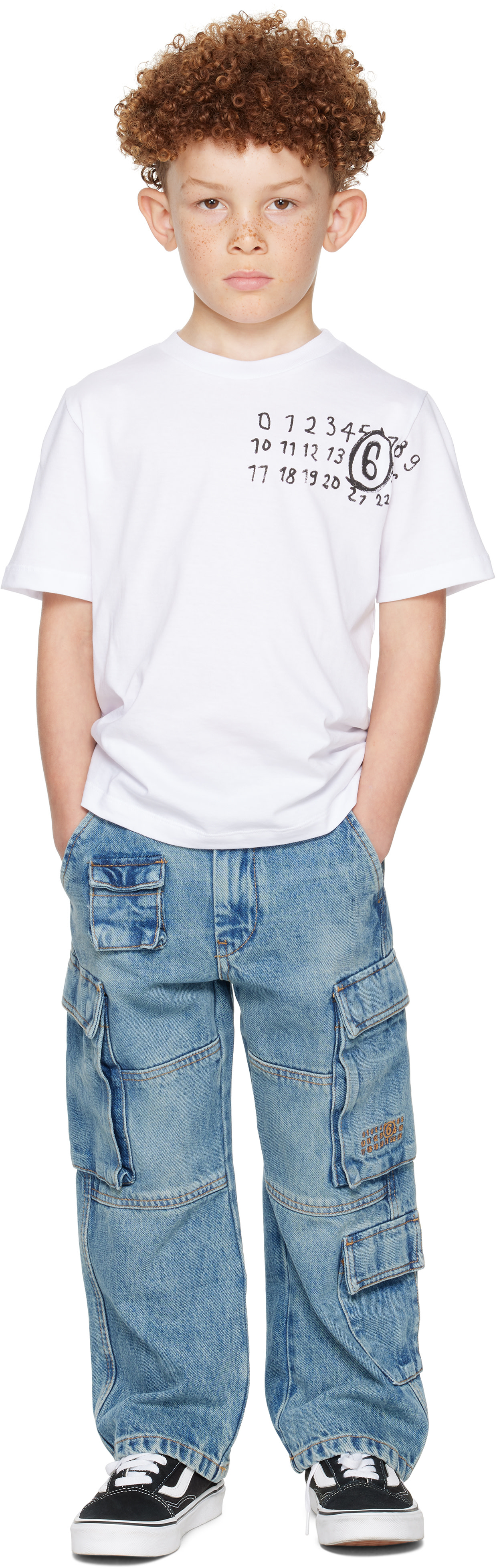MM6 Maison Margiela: Kids White Printed-Logo T-shirt | SSENSE