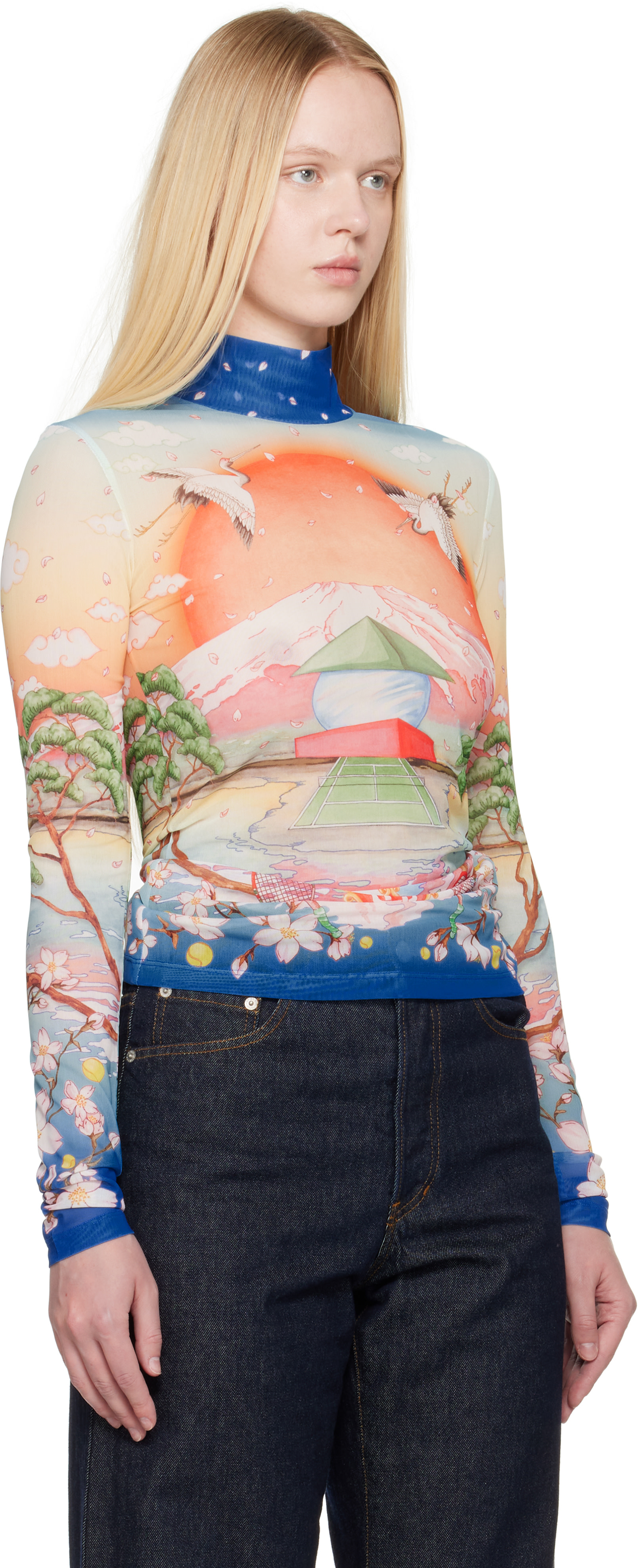 Casablanca: Multicolor Printed Mesh Top | SSENSE Canada