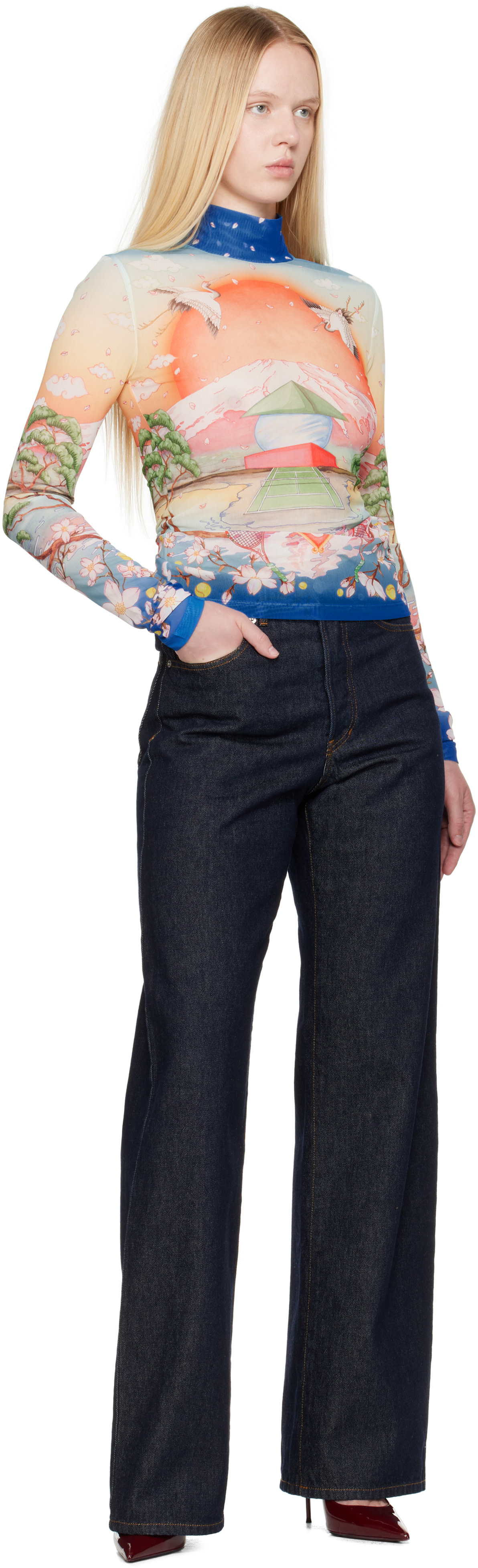 Casablanca: Multicolor Printed Mesh Top | SSENSE Canada
