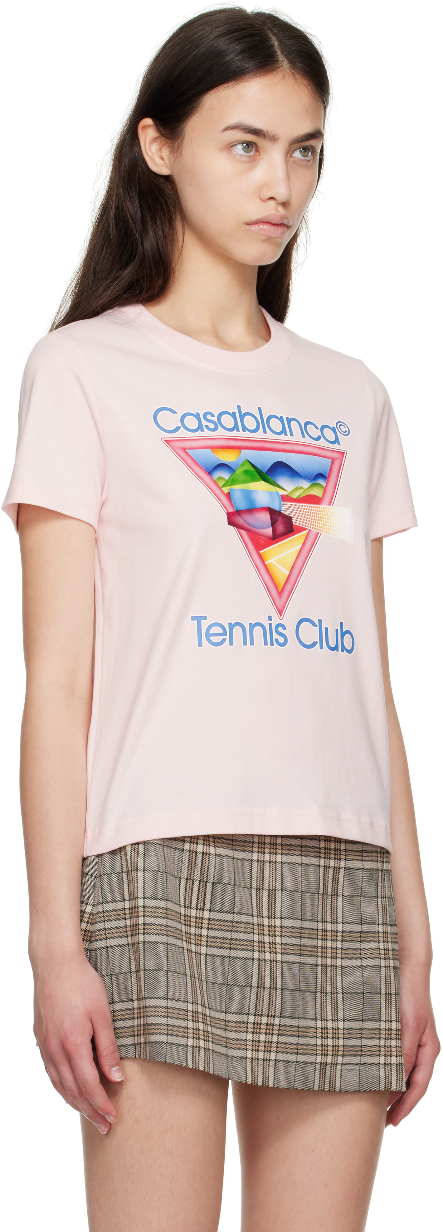 Casablanca テニスクラブ M ドット柄シャツ　ピンク Casablanca: Pink Tennis Club T-shirt | SSENSE
