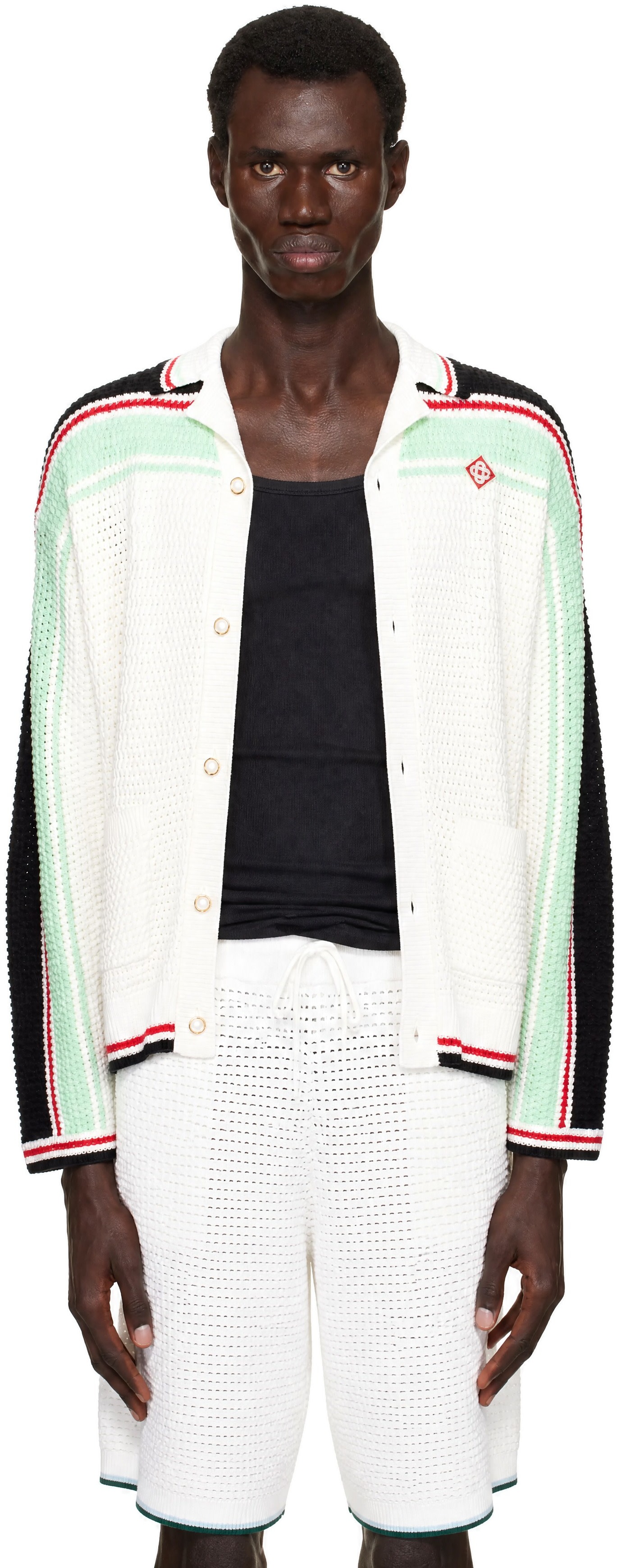 Casablanca: White Crochet Cardigan | SSENSE