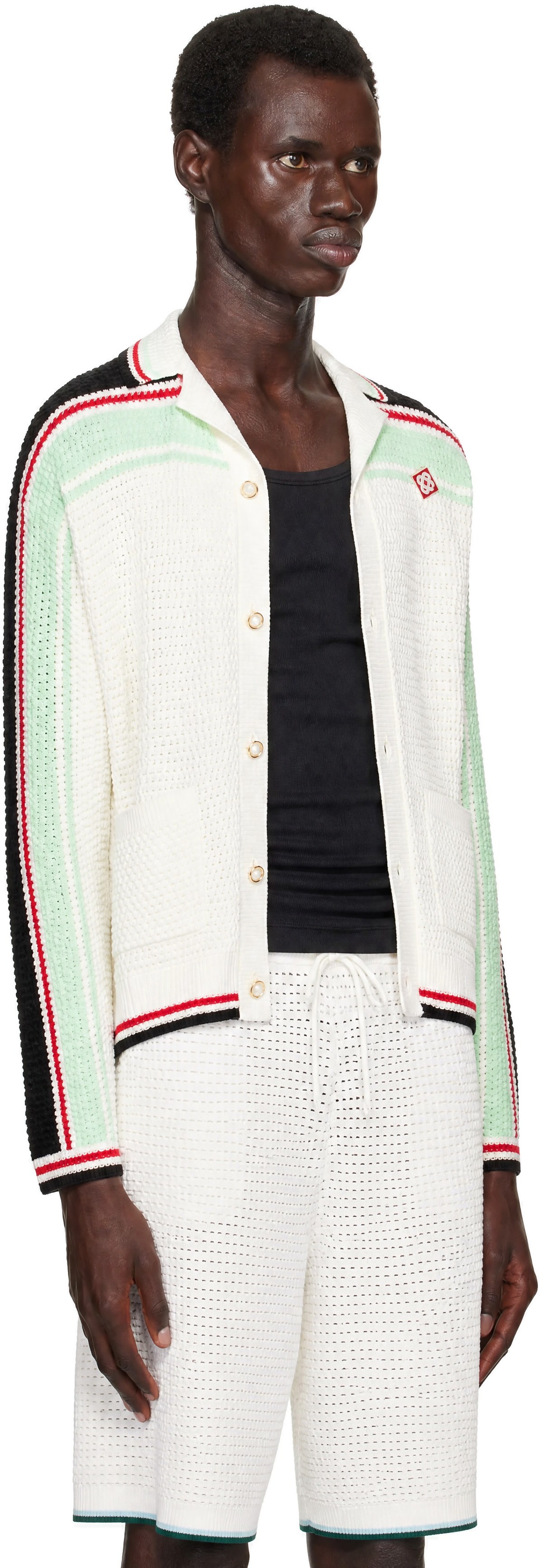 Casablanca: White Crochet Cardigan | SSENSE