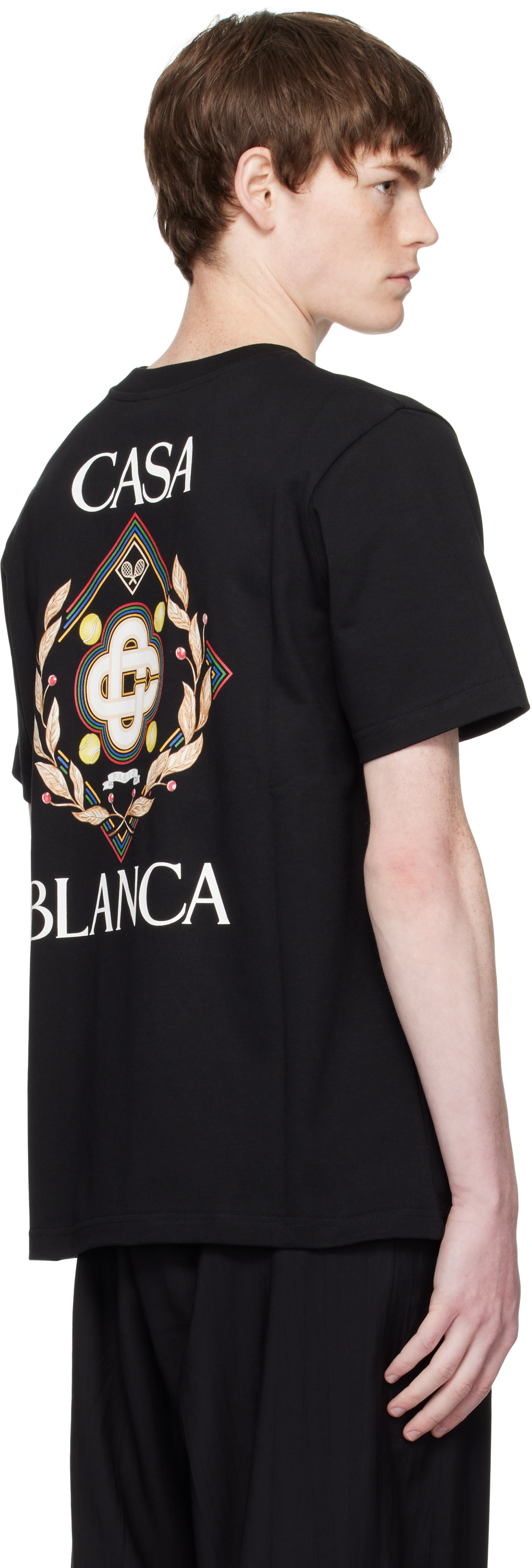 Casablanca: Black Tennis Club Icon Short-Sleeve T-Shirt | SSENSE