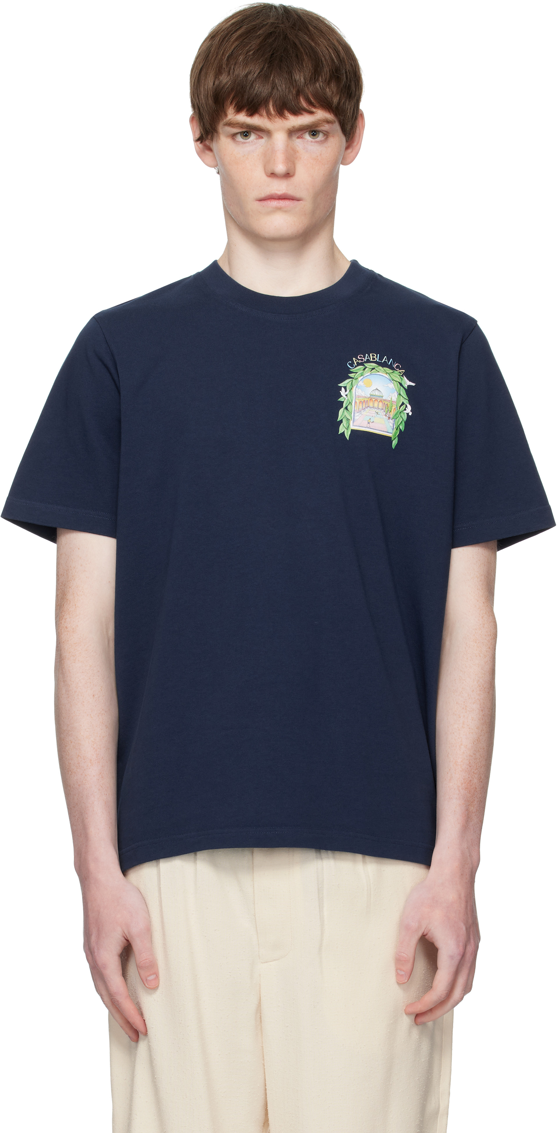 Casablanca: Navy L'Arche De Tennis Short-Sleeve T-Shirt | SSENSE