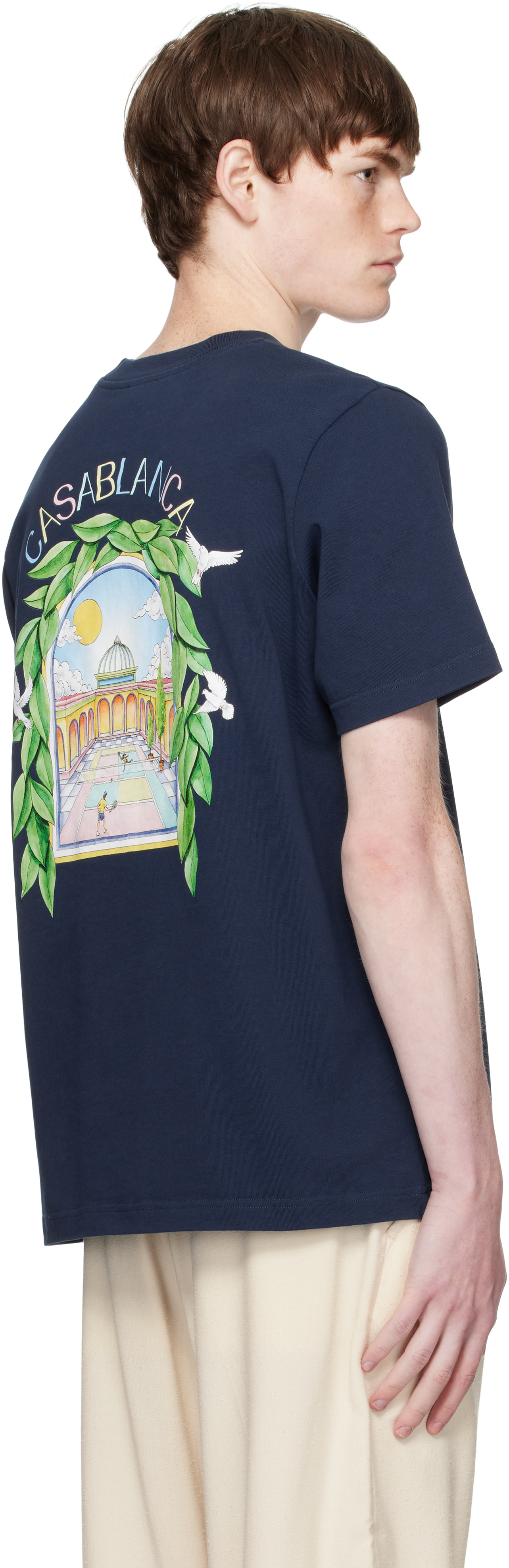 Casablanca: Navy L'Arche De Tennis Short-Sleeve T-Shirt | SSENSE