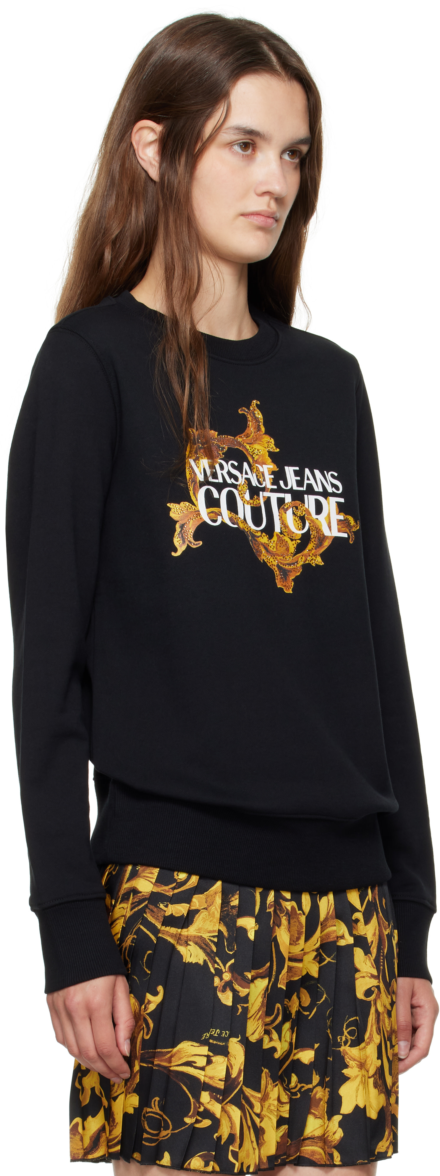 Versace Jeans Couture - Pull molletonné noir à logo sérigraphié