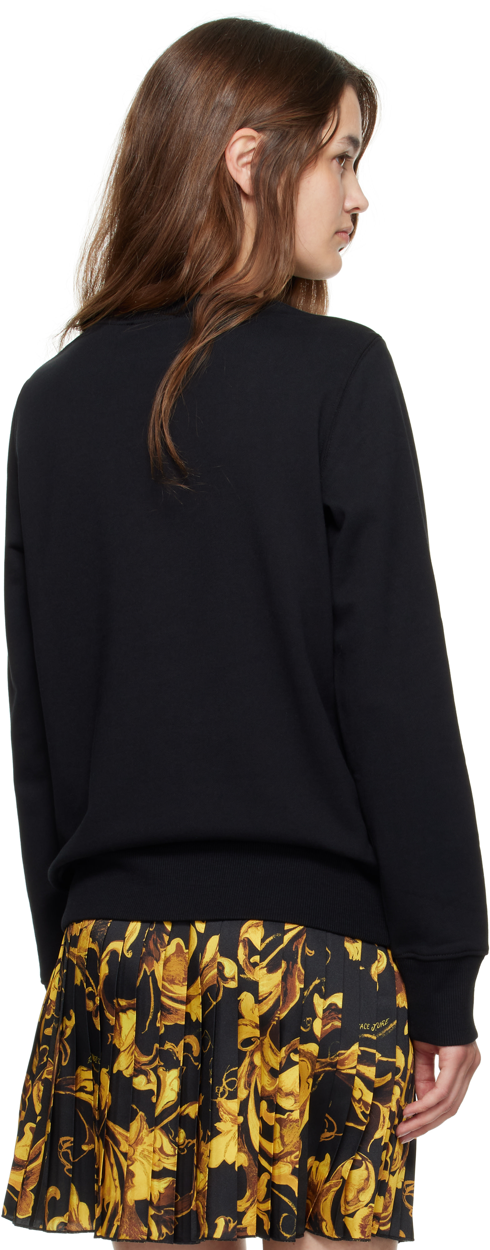 Versace Jeans Couture - Pull molletonné noir à logo sérigraphié
