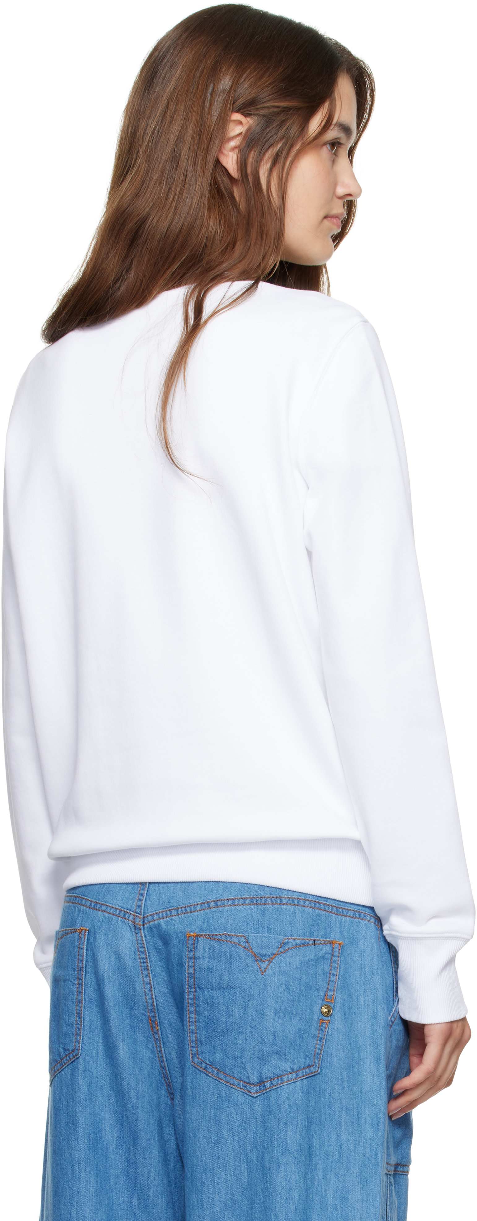 Versace Jeans Couture - Pull molletonné blanc à logo sérigraphié