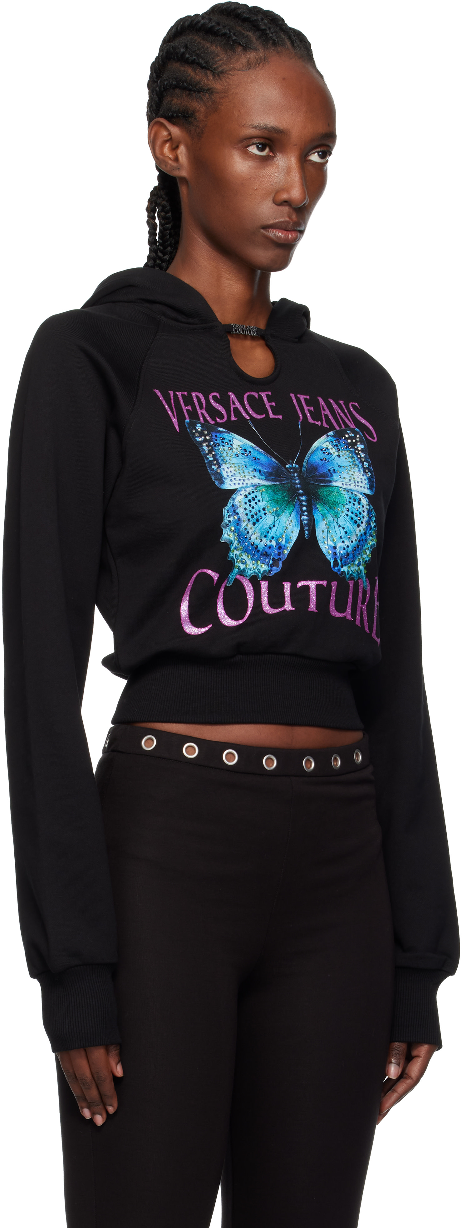 Versace Jeans Couture - Pull à capuche noir à logo