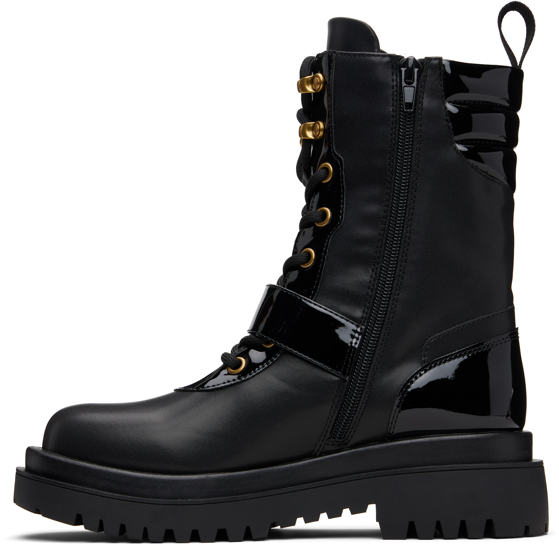 Versace Jeans Couture: ブラック ピンバックル ブーツ | SSENSE 日本