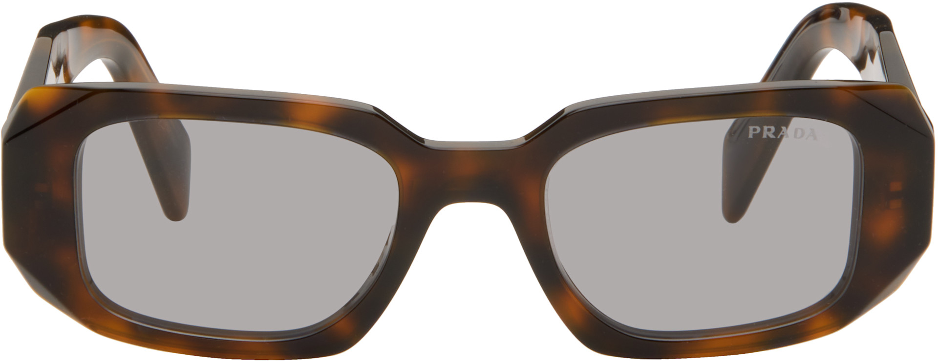 Prada Eyewear - 브라운 심볼 렉탱글 선글라스