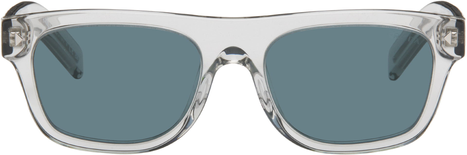 Prada Eyewear: Transparent Iconic Metal Plaque Sunglasses | SSENSE