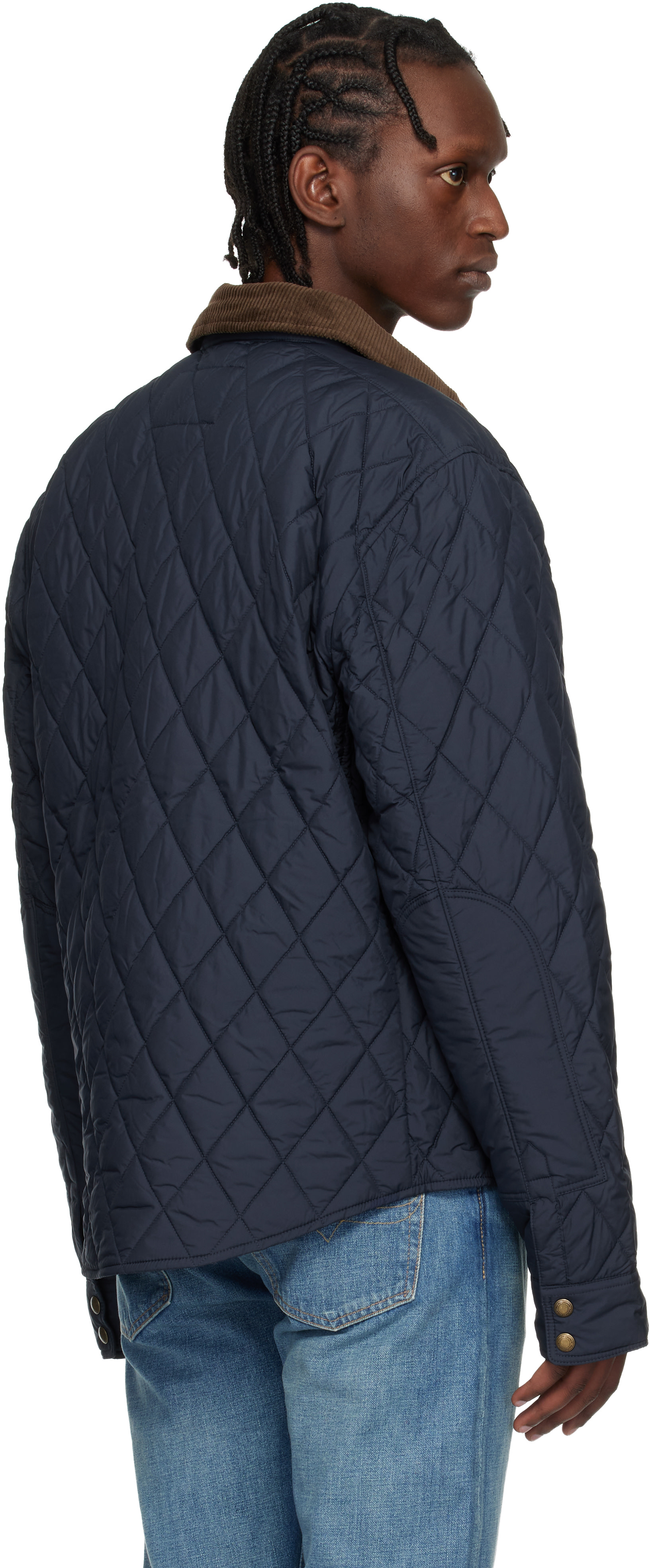 Polo Ralph Lauren: Navy 'The Beaton Quilted Shacket' Jacket | SSENSE