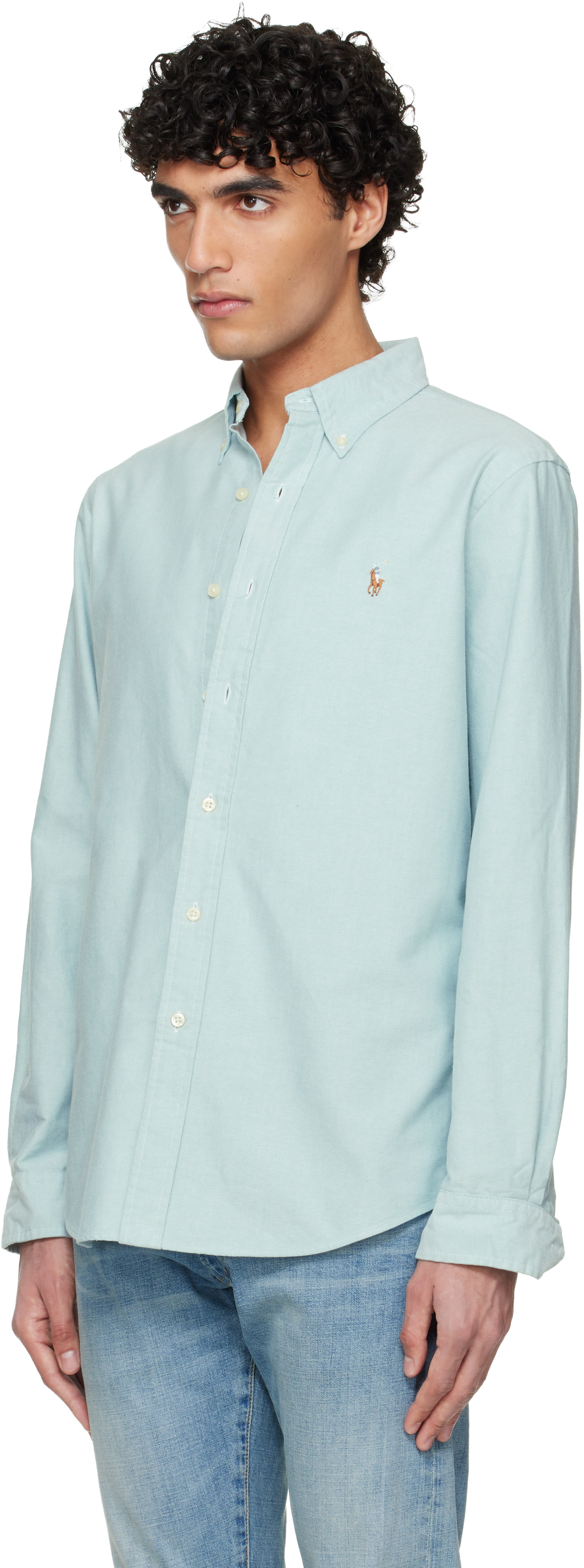 ralph lauren blue dress shirt Ralph Lauren Boys Slim Fit Shirt in Blue main image 0