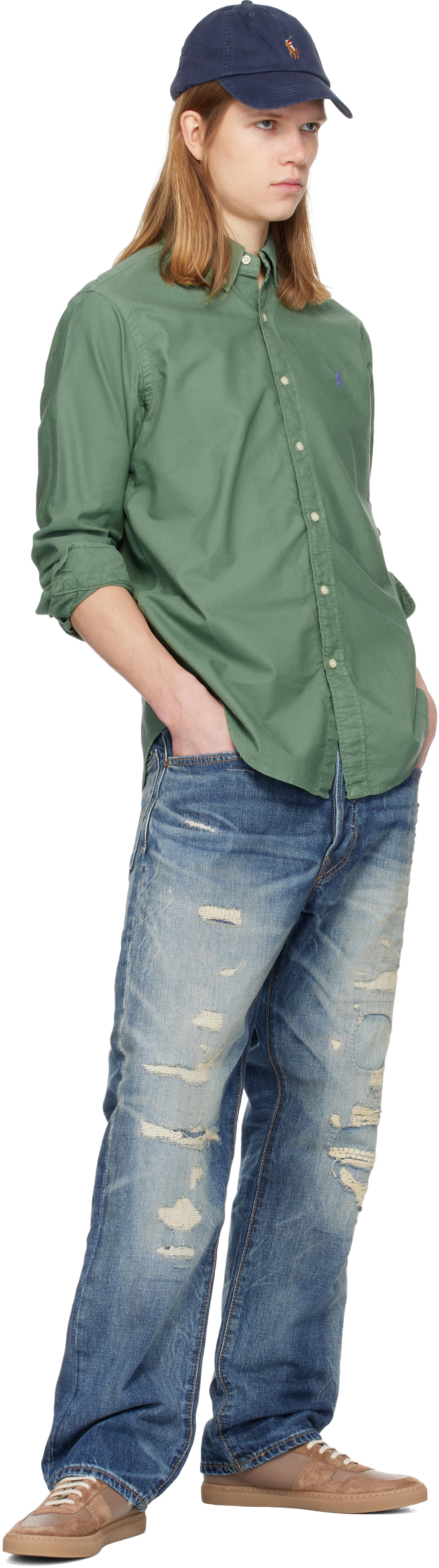 Polo Ralph Lauren: Green Garment-Dyed Oxford Shirt | SSENSE