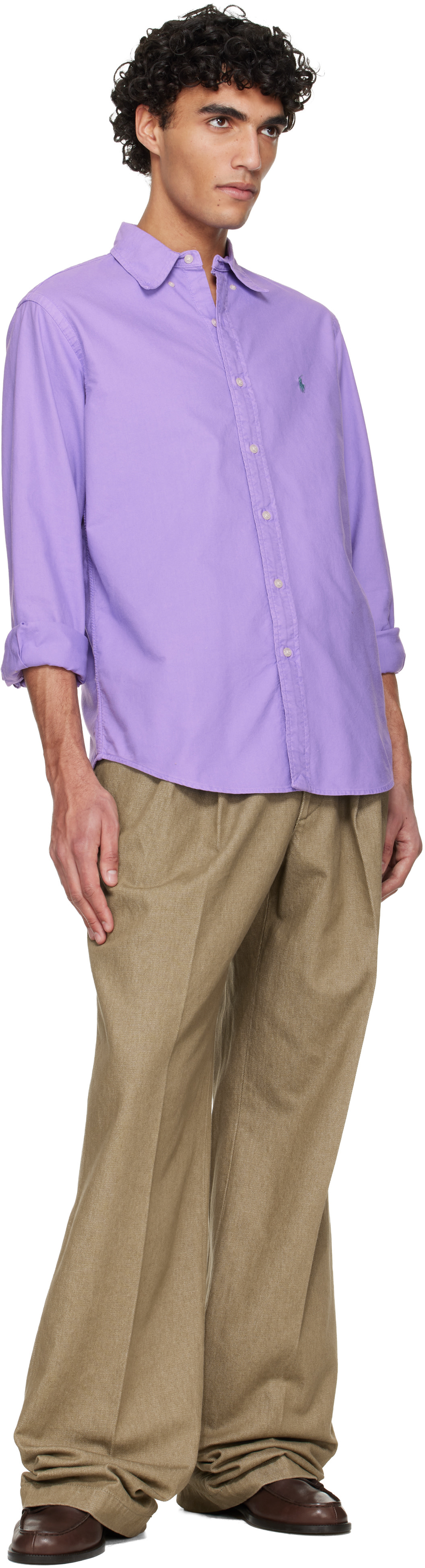 Polo Ralph Lauren: Purple Garment-Dyed Oxford Shirt | SSENSE