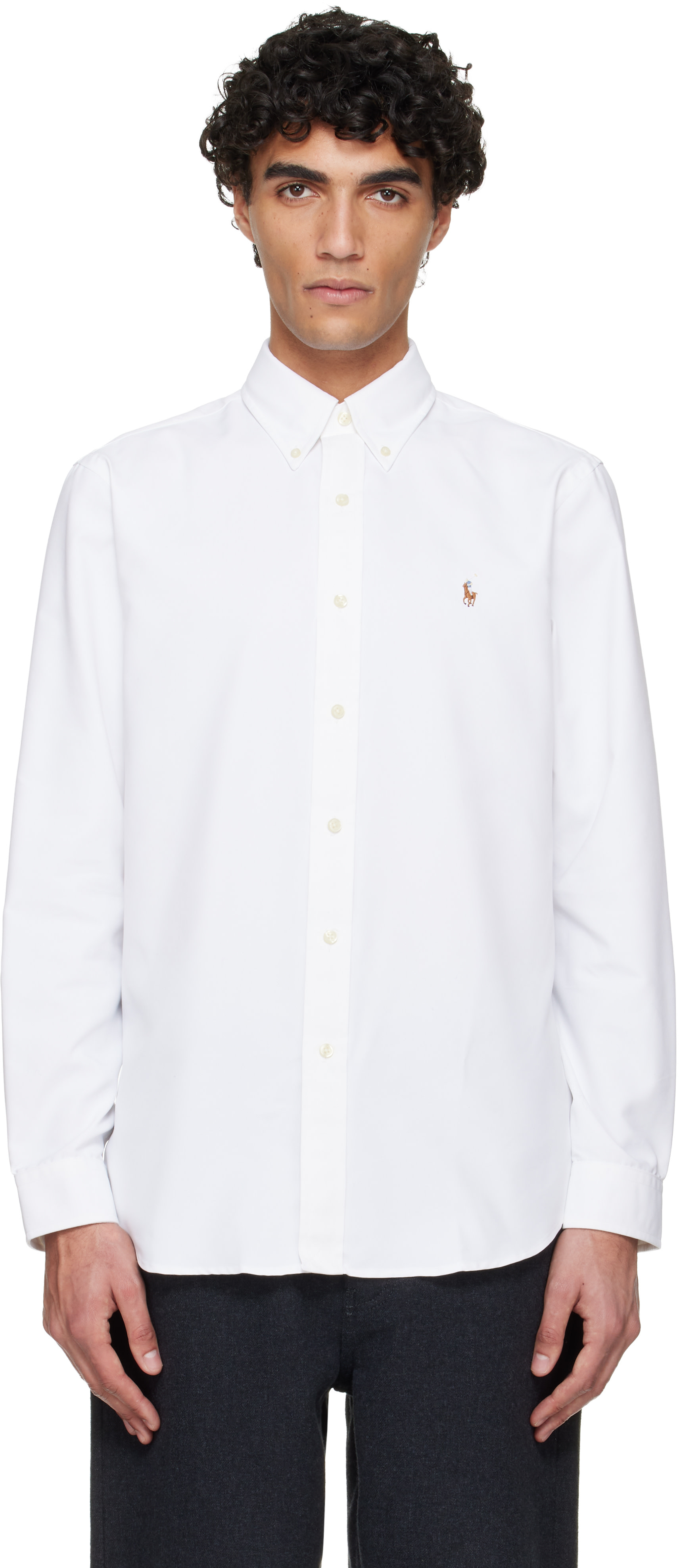 イ*ム様 RRL HERC CPO LONG SLEEVE SPORT SHIR Polo Ralph Lauren: White Long Sleeve Oxford Sport Shirt | SSENSE