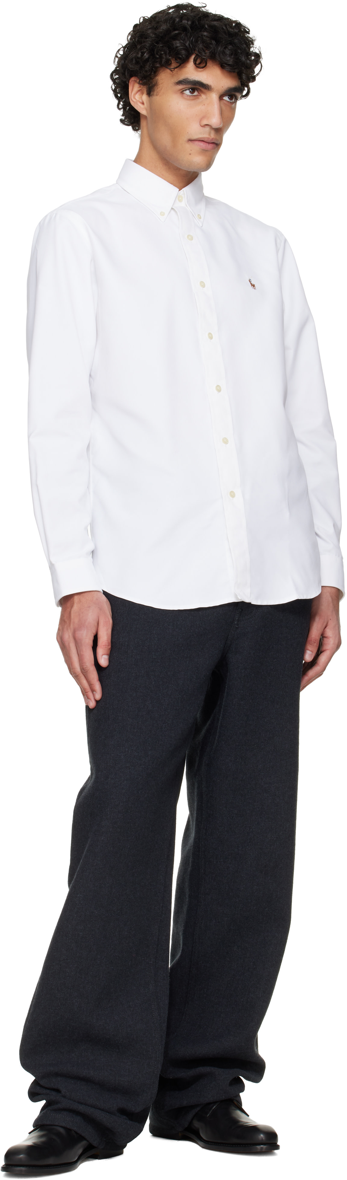 Polo Ralph Lauren: White Long Sleeve Oxford Sport Shirt | SSENSE