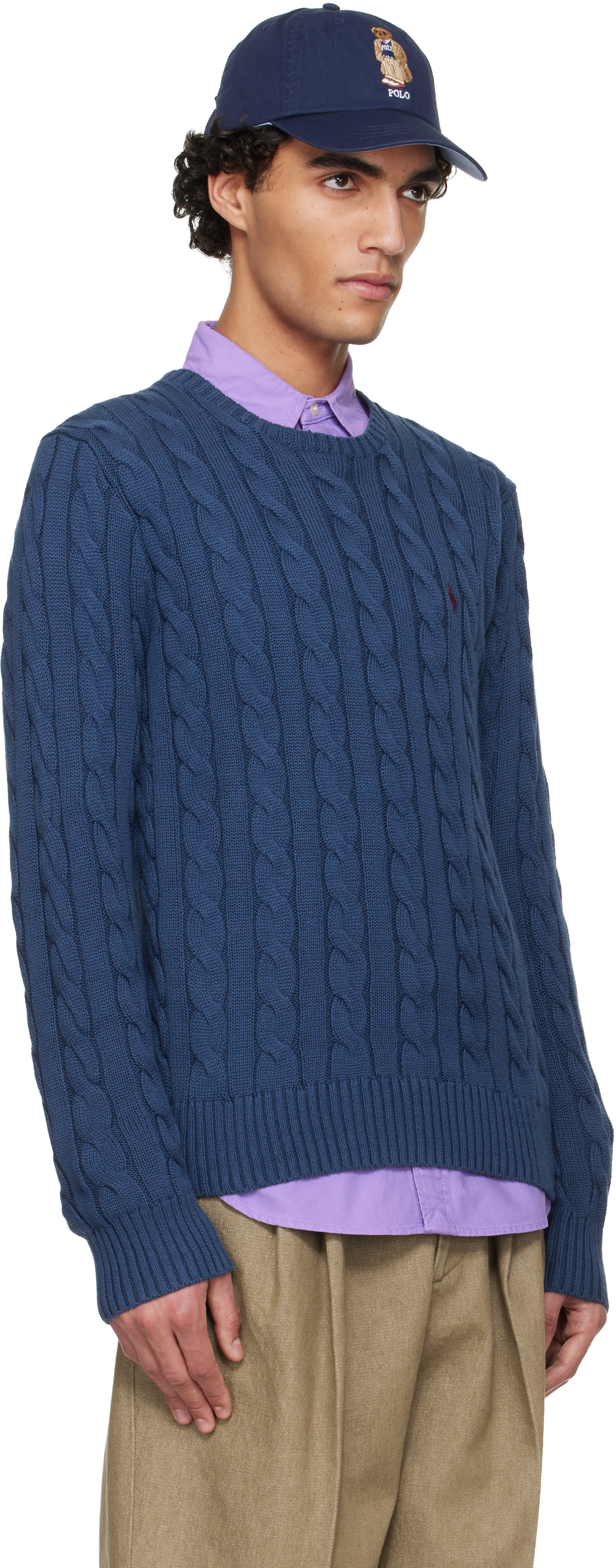 Polo Ralph Lauren ケーブルニットコットンセーター ネイビー Polo Ralph Lauren: ネイビー ケーブルニット コットン セーター
