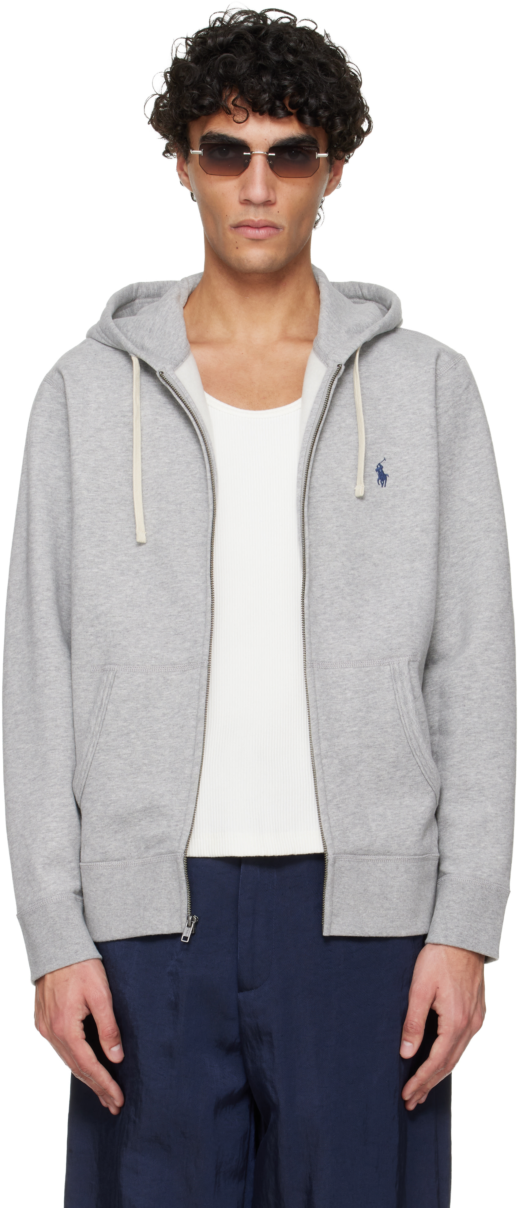 Polo Ralph Lauren: Gray Fleece Full-Zip Hoodie | SSENSE Canada