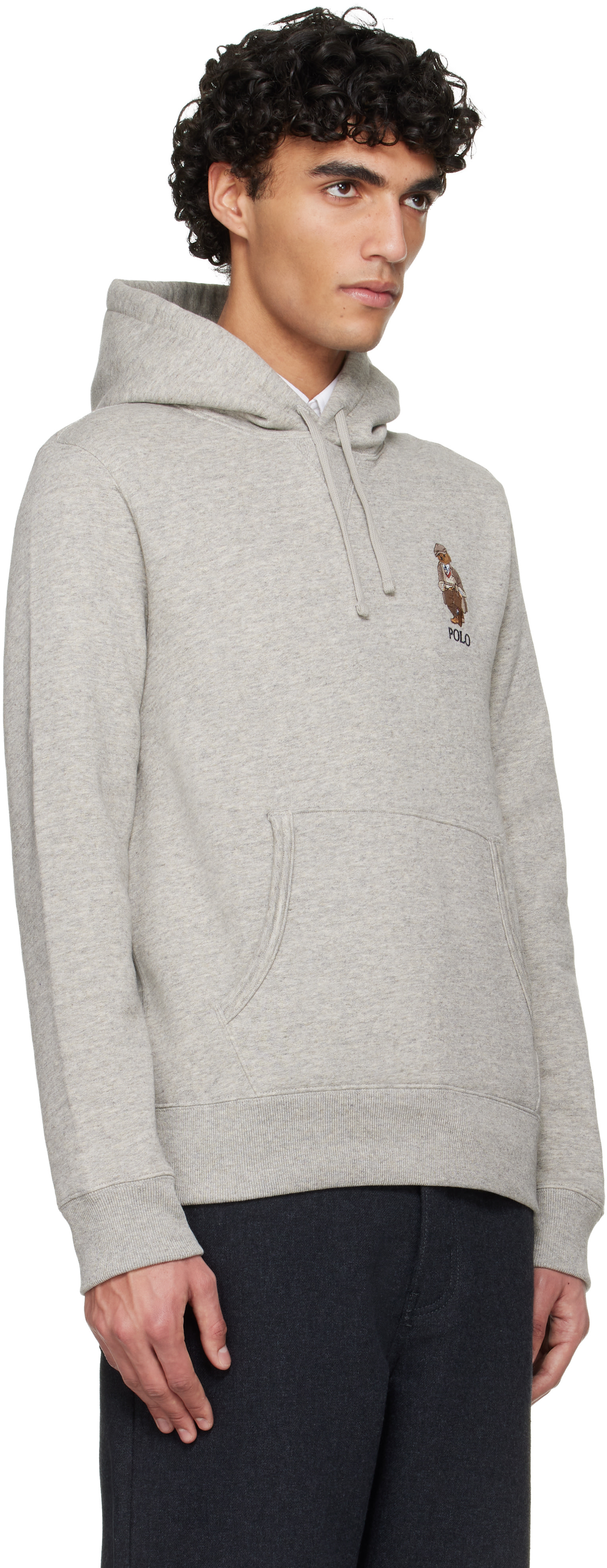 Polo Ralph Lauren: Gray 'Polo Bear' Fleece Hoodie | SSENSE Canada